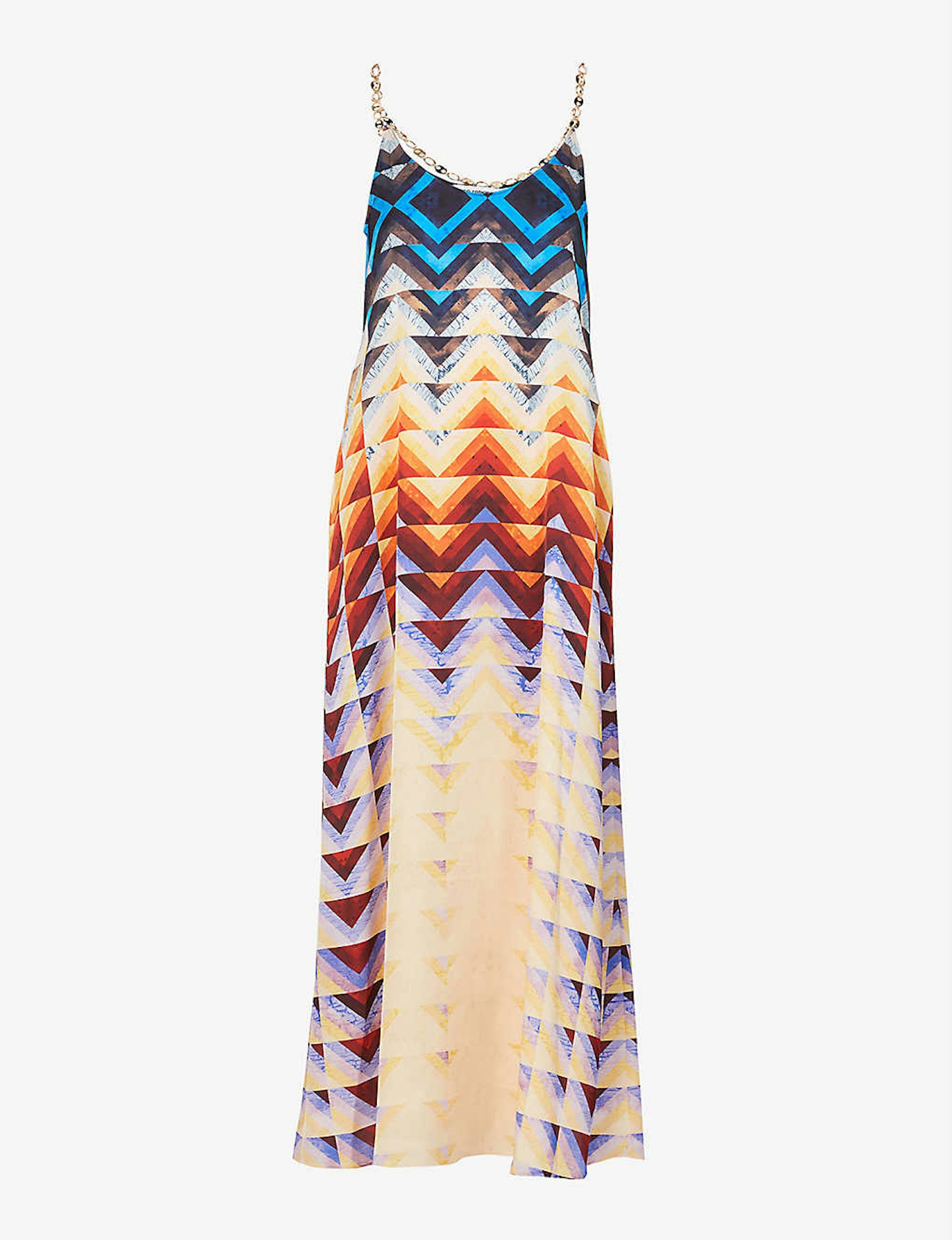 Paco Rabanne, Graphic-Print Scoop-Neck Satin Maxi Dress, £620