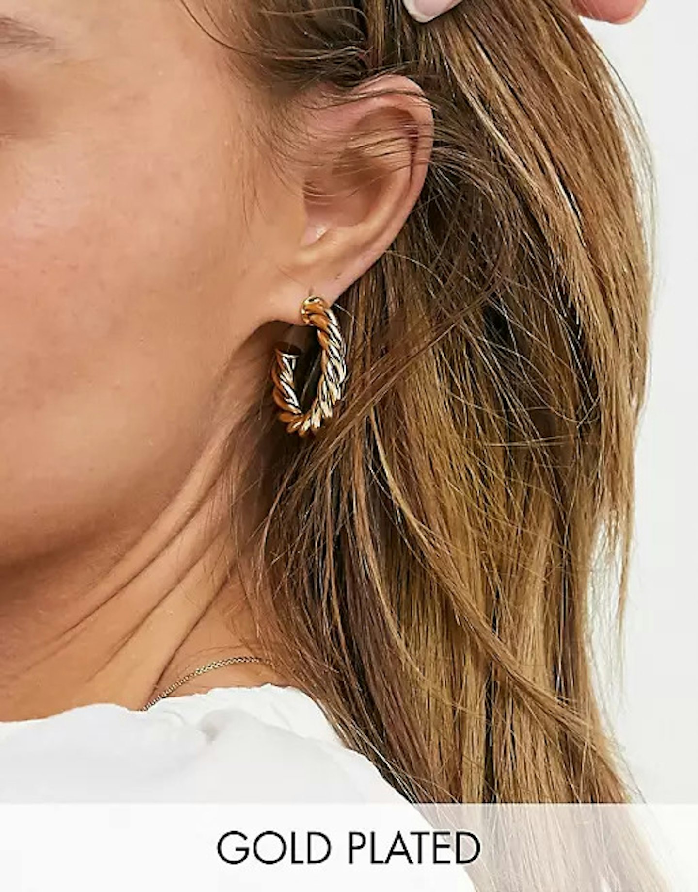 ASOS Design, 4k Gold Plated Twist Hoop Earrings