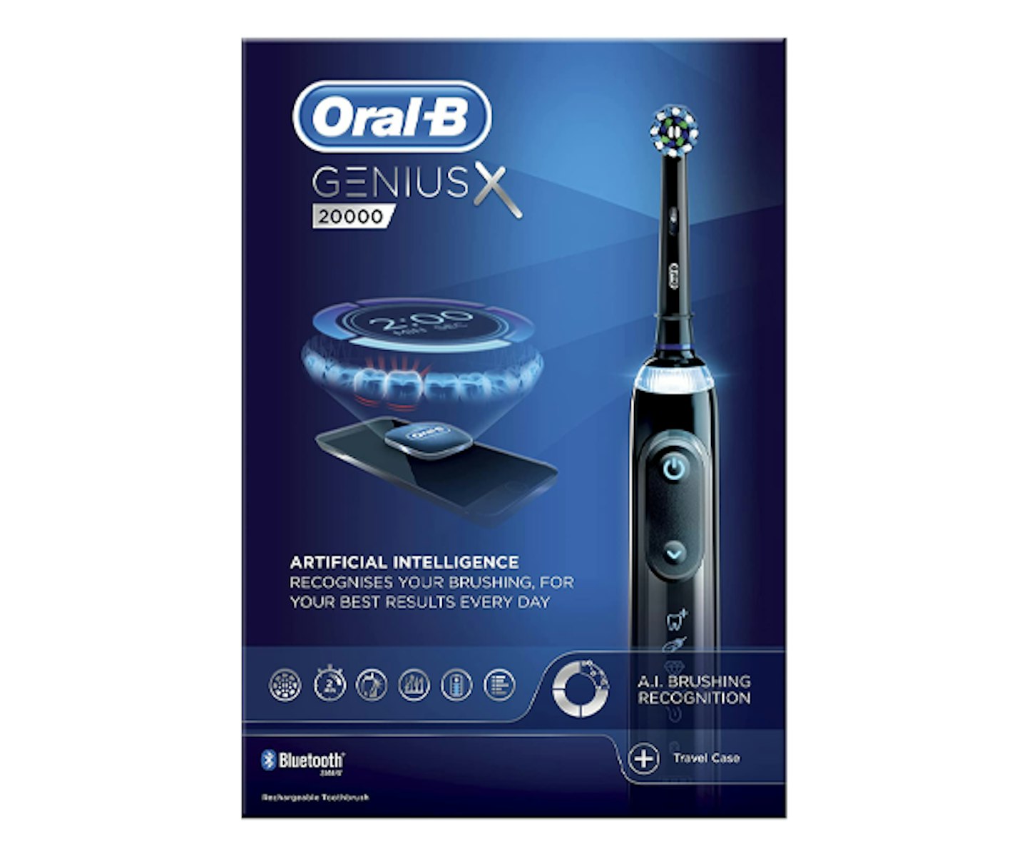 Oral-B Genius X with Artificial Intelligence Black Electric Toothbrush, Two Pin Plug