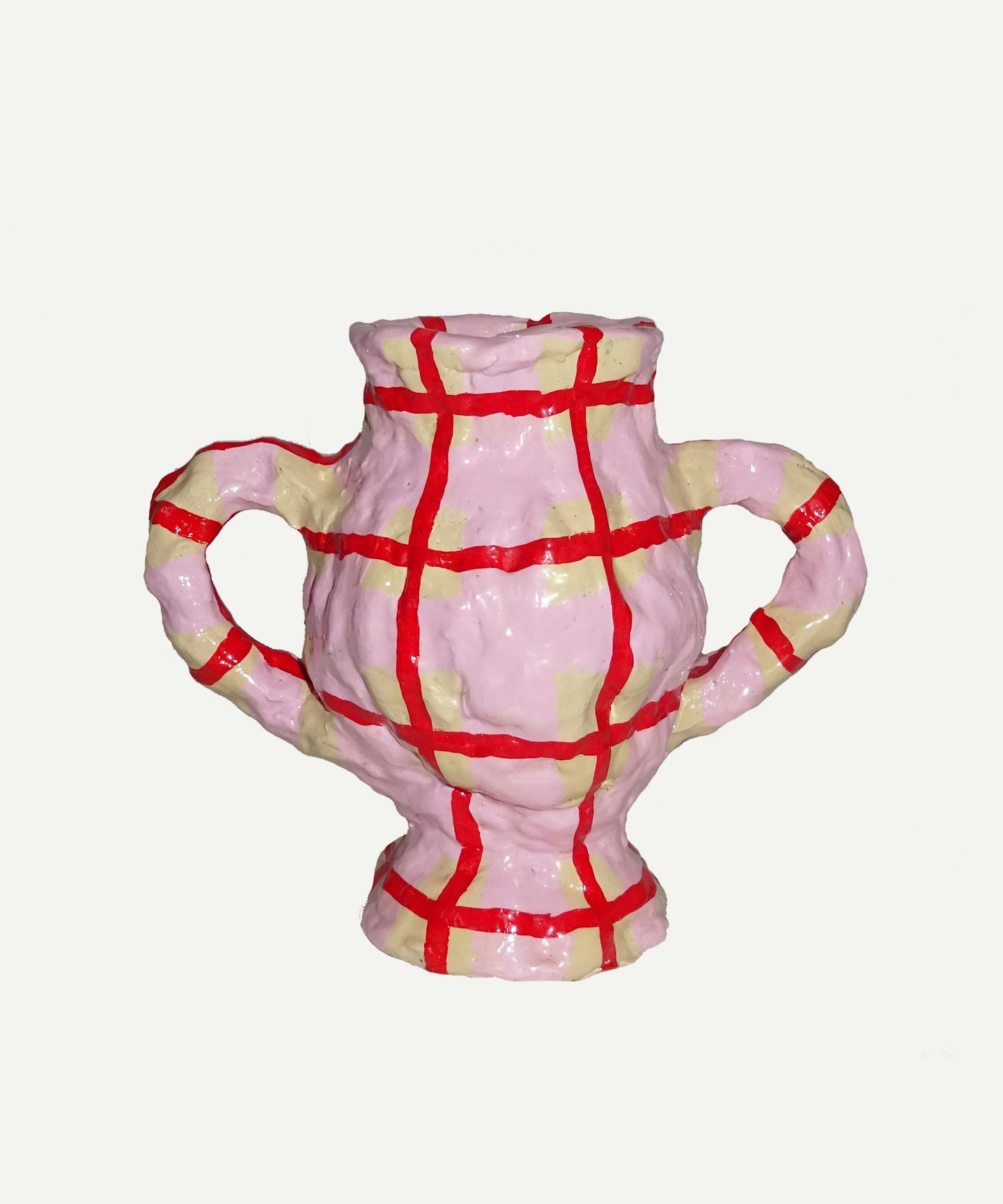 Ceramic Room at Glassette, Vase in Pink & Red Gingham, £70