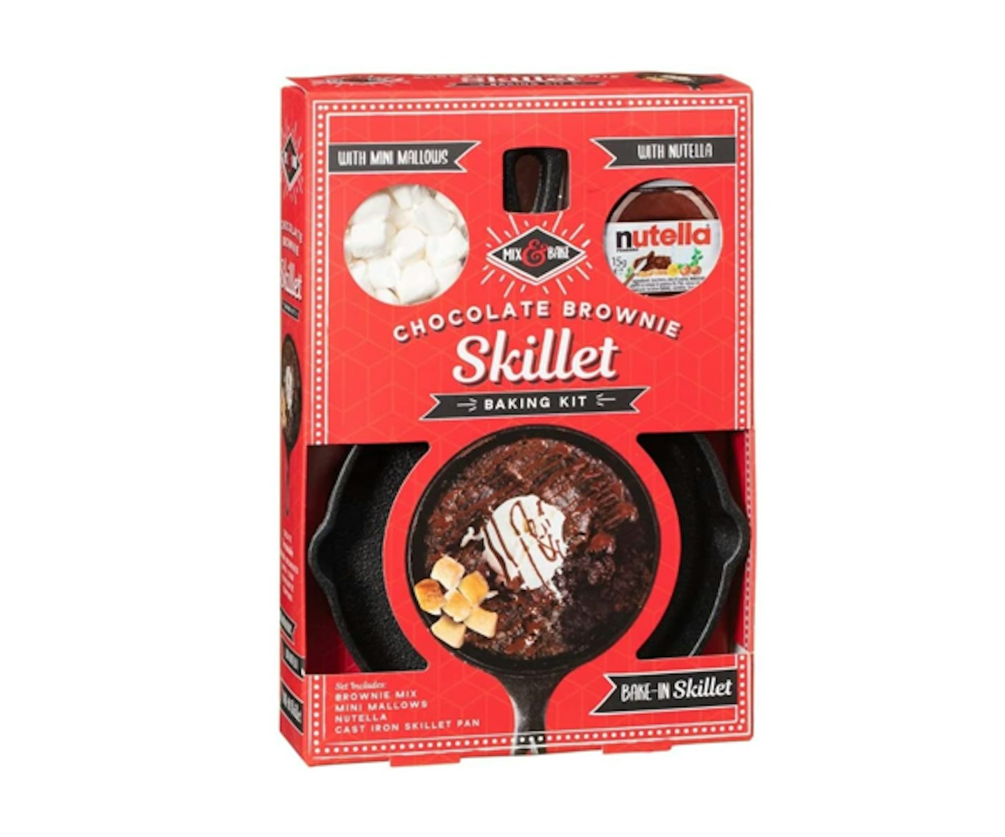 Nutella Chocolate Brownie Cast Iron Skillet Brownies Mix & Mallows Baking Kit
