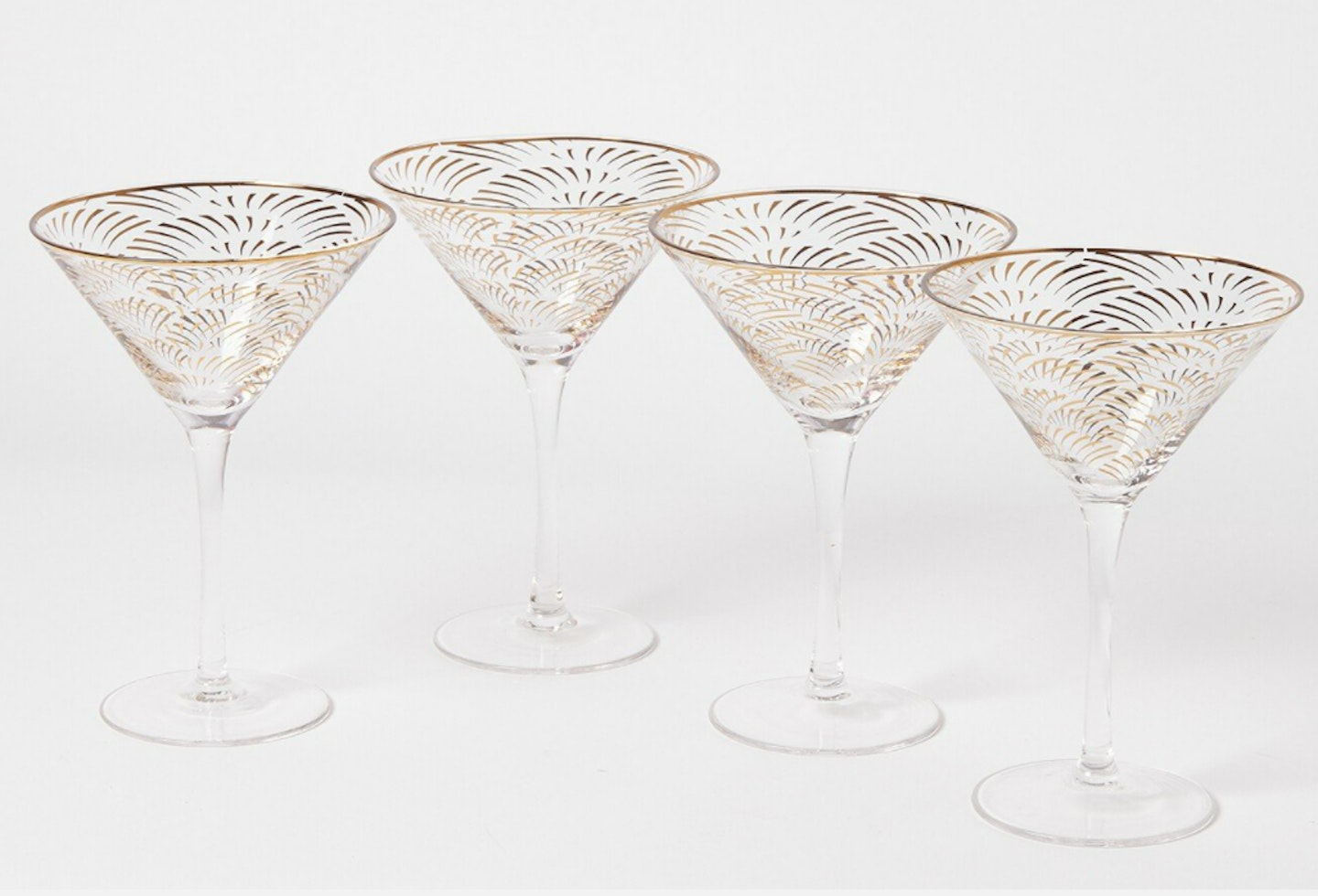 Ariele Gold Martini Cocktail Glasses Set of Four