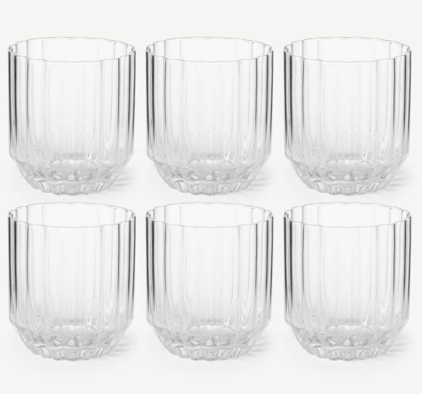 MADE Hollie Set of 6 Ribbed Glass Tumblers, Clear