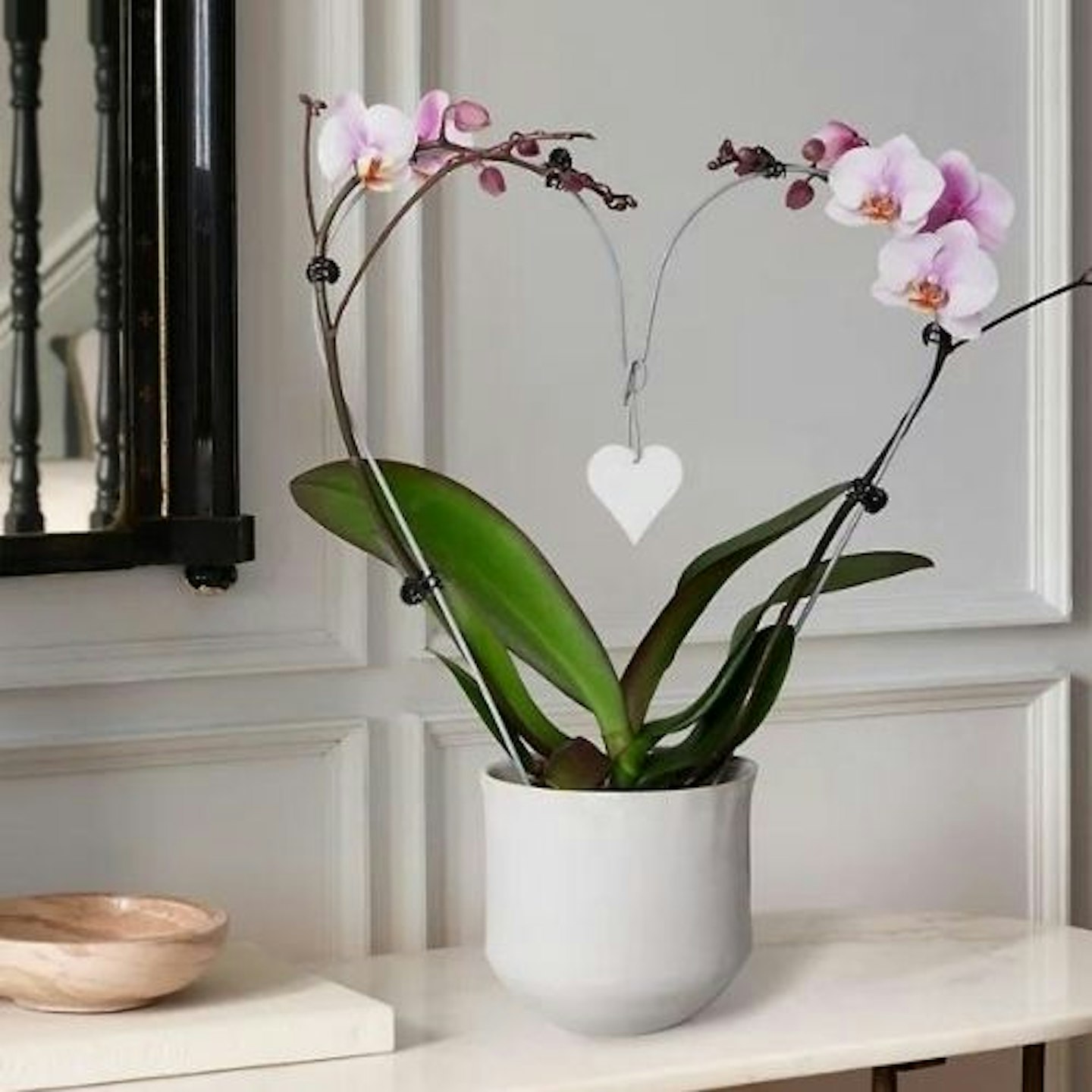 Orchid Ceramic Heart Planter