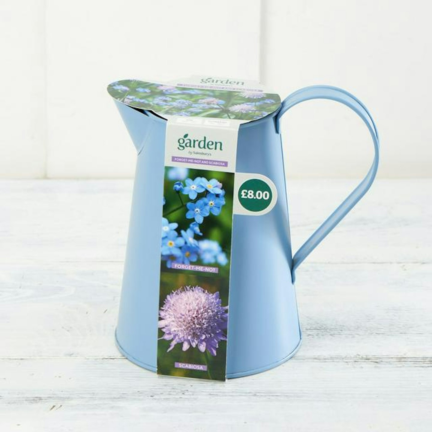 Sainsbury's Scabious & Forget Me Nots in Zinc Jug