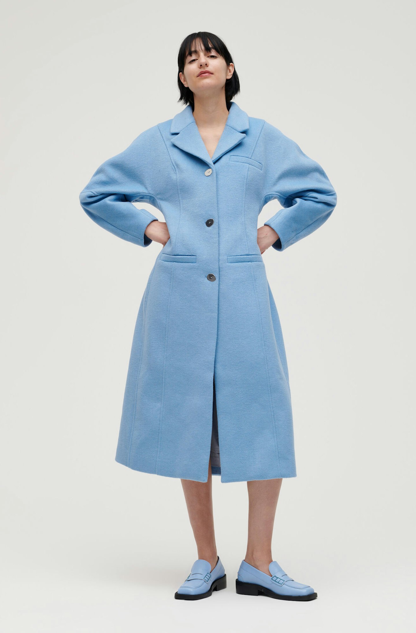 Ganni, Wool Curved Sleeve Fitted Coat, £425