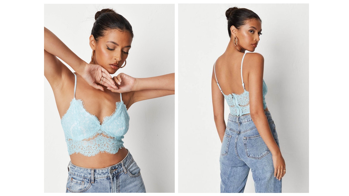 Blue corded lace bralet