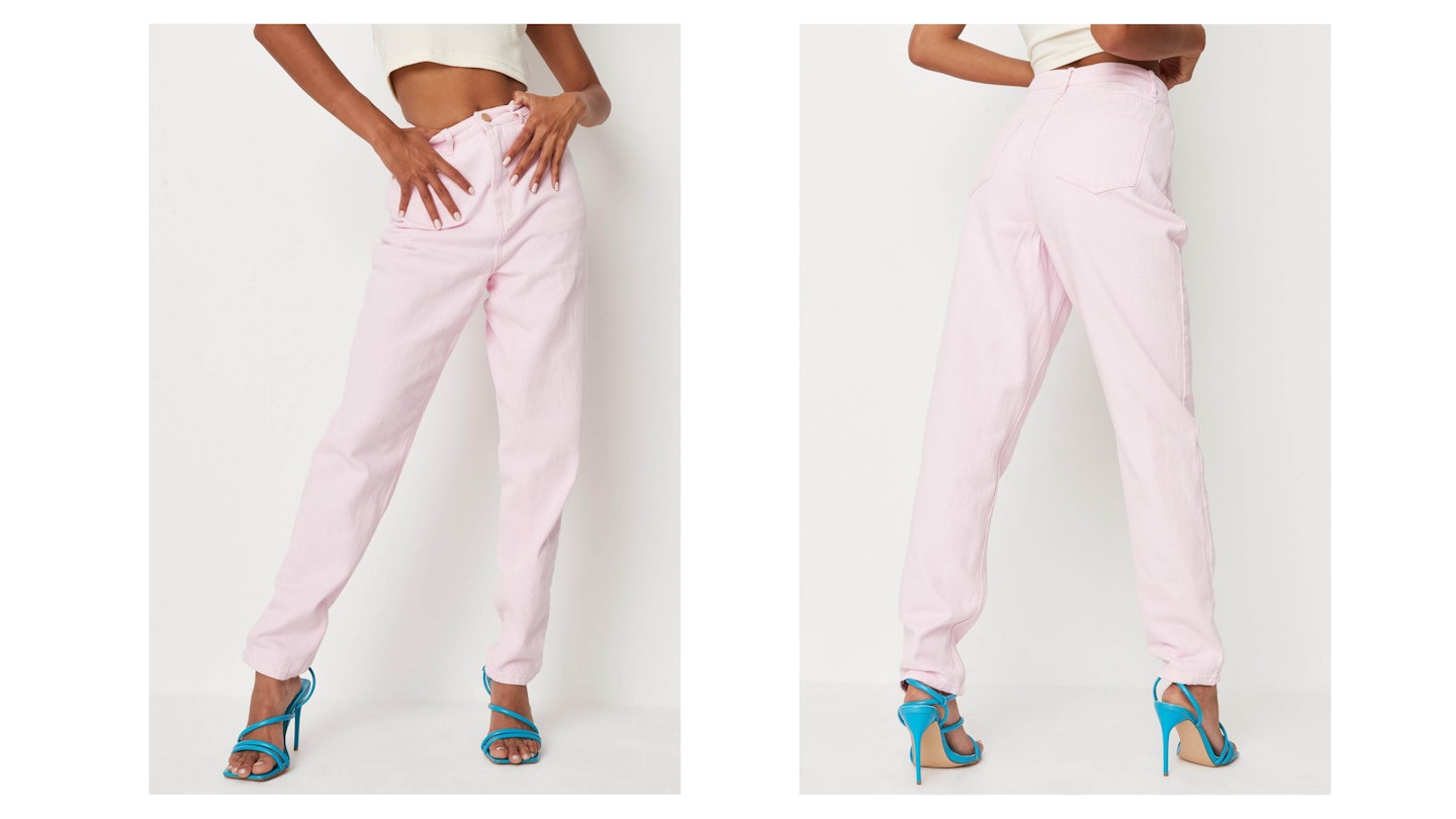 Pink co ord riot pale wash jeans