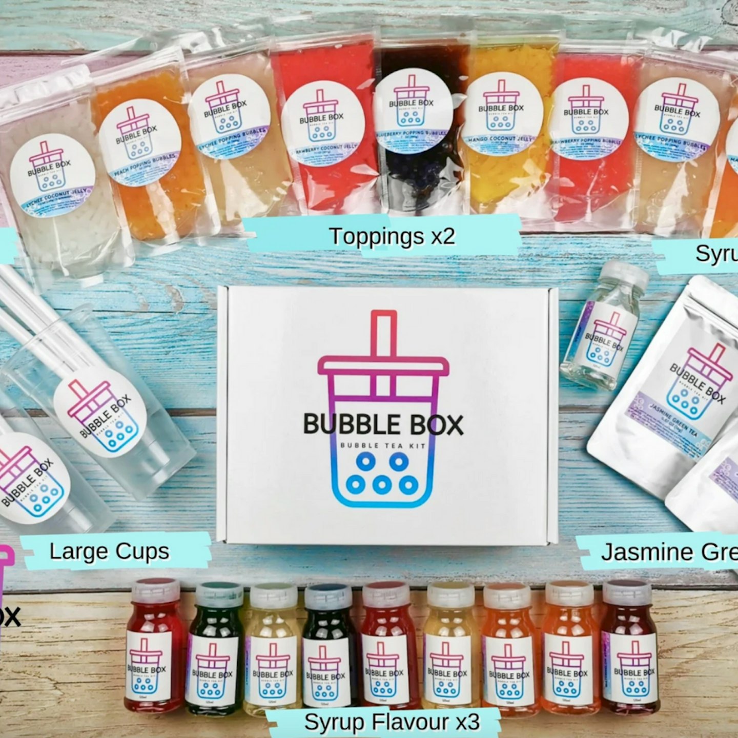 Fruity Bubble Tea Kit Gift Box 3 Servings Passion Fruit Syrup, Strawberry  Popping Boba, Tea Bags and Paper Straws Bubble Tea at Home 