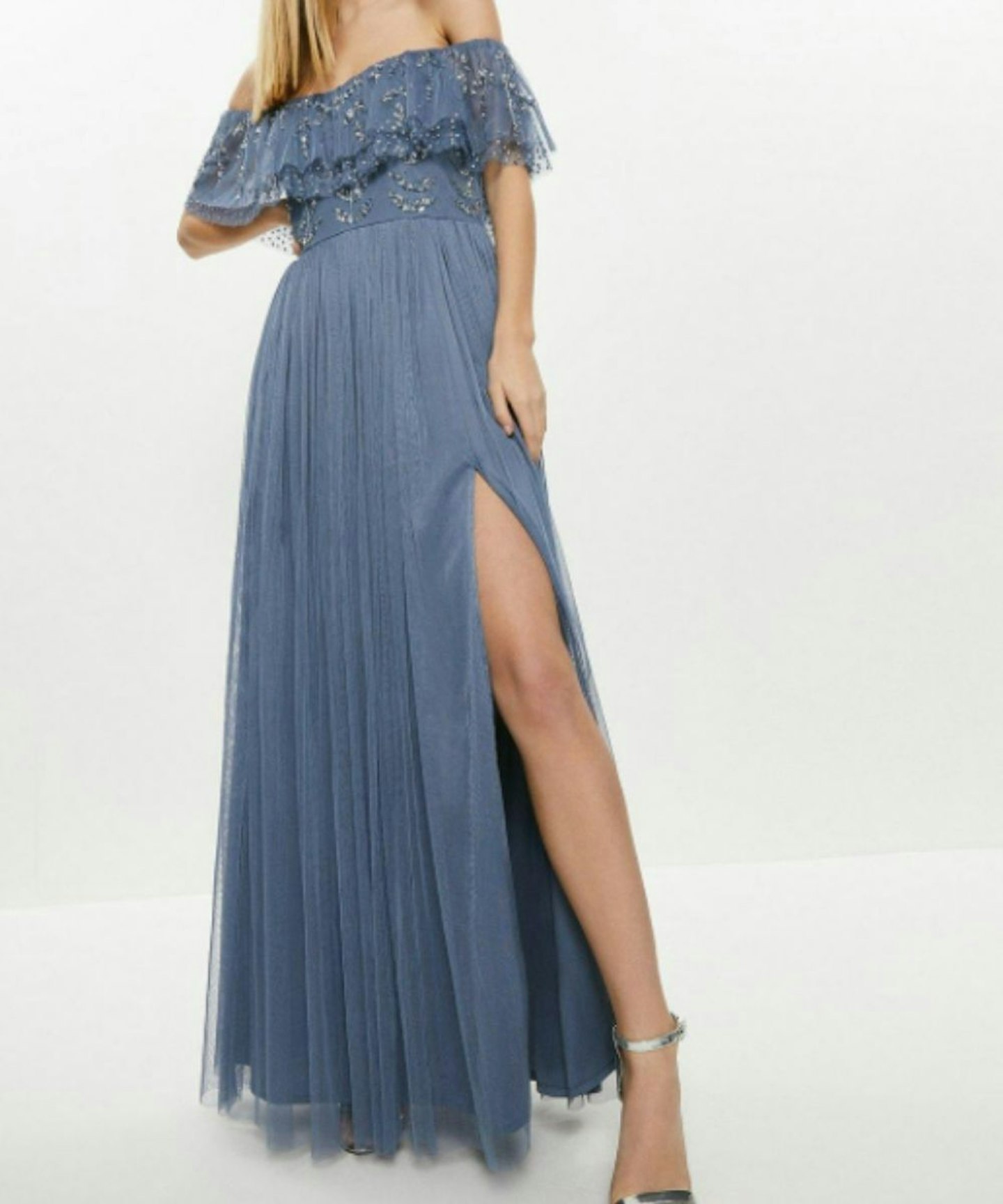 Premium Embellished Bardot Maxi Dress