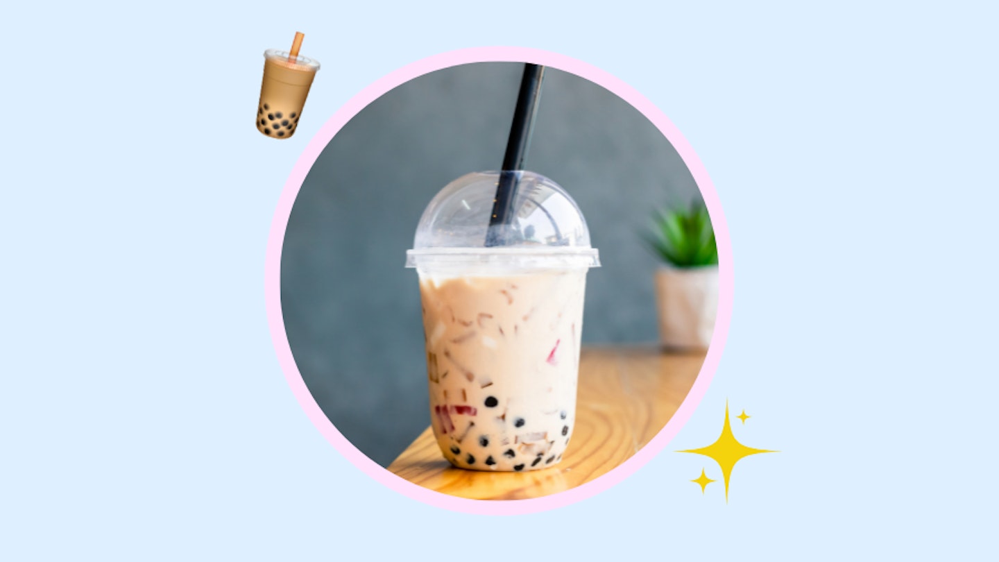 Best bubble tea kits: glass of milk bubble tea with tapioca pearls