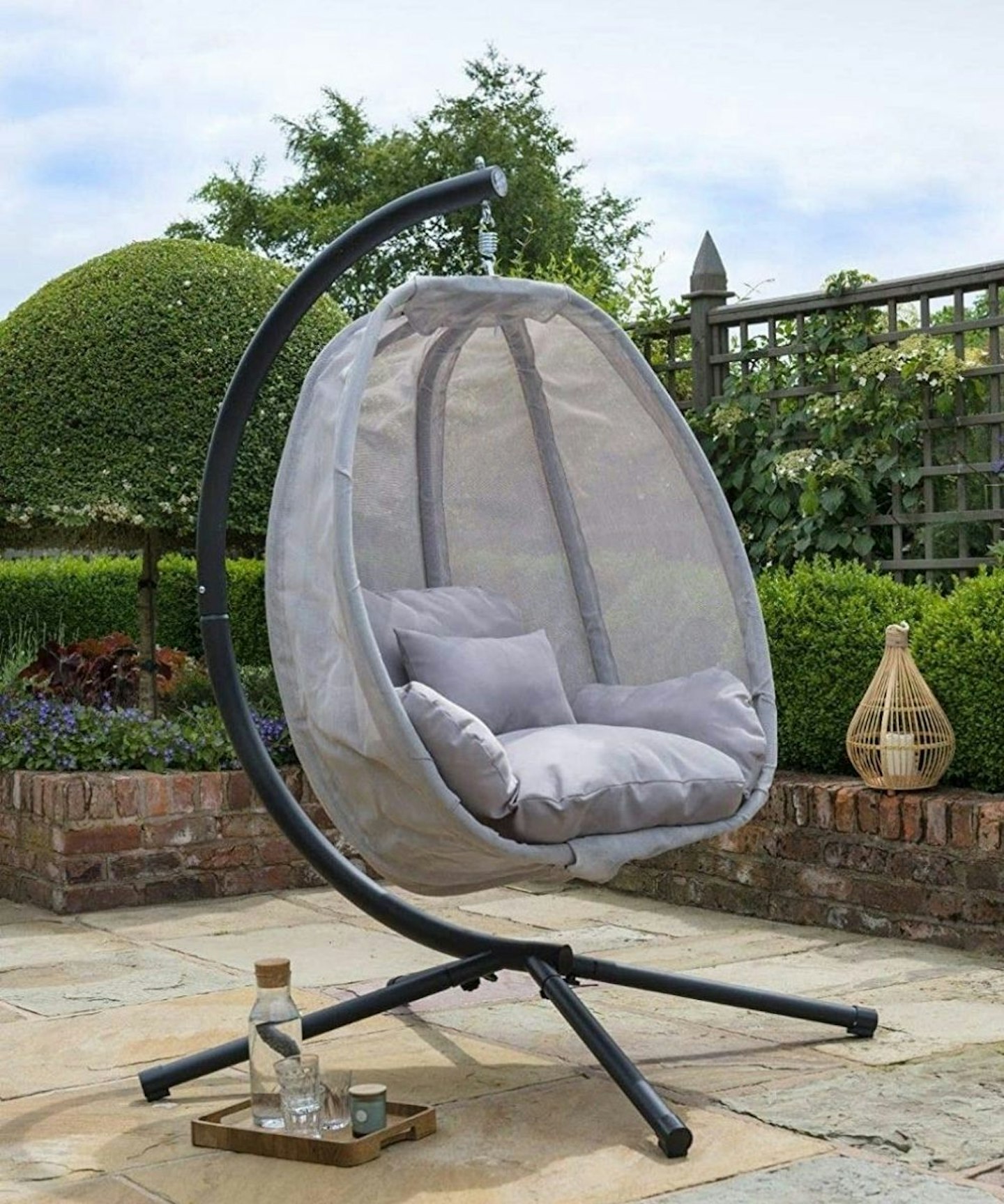 Grey Cocoon Hanging Egg Chair Swing