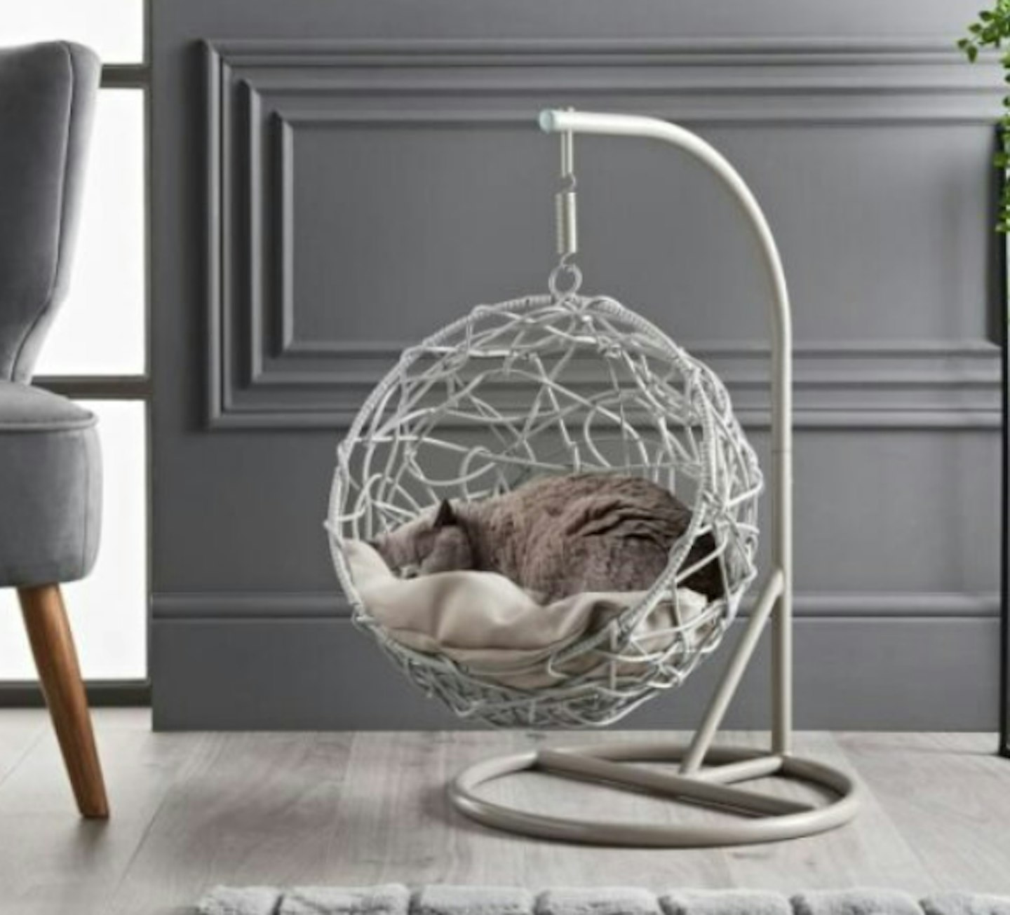 Pets Hanging Egg Chair with Luxury Cushion - Grey
