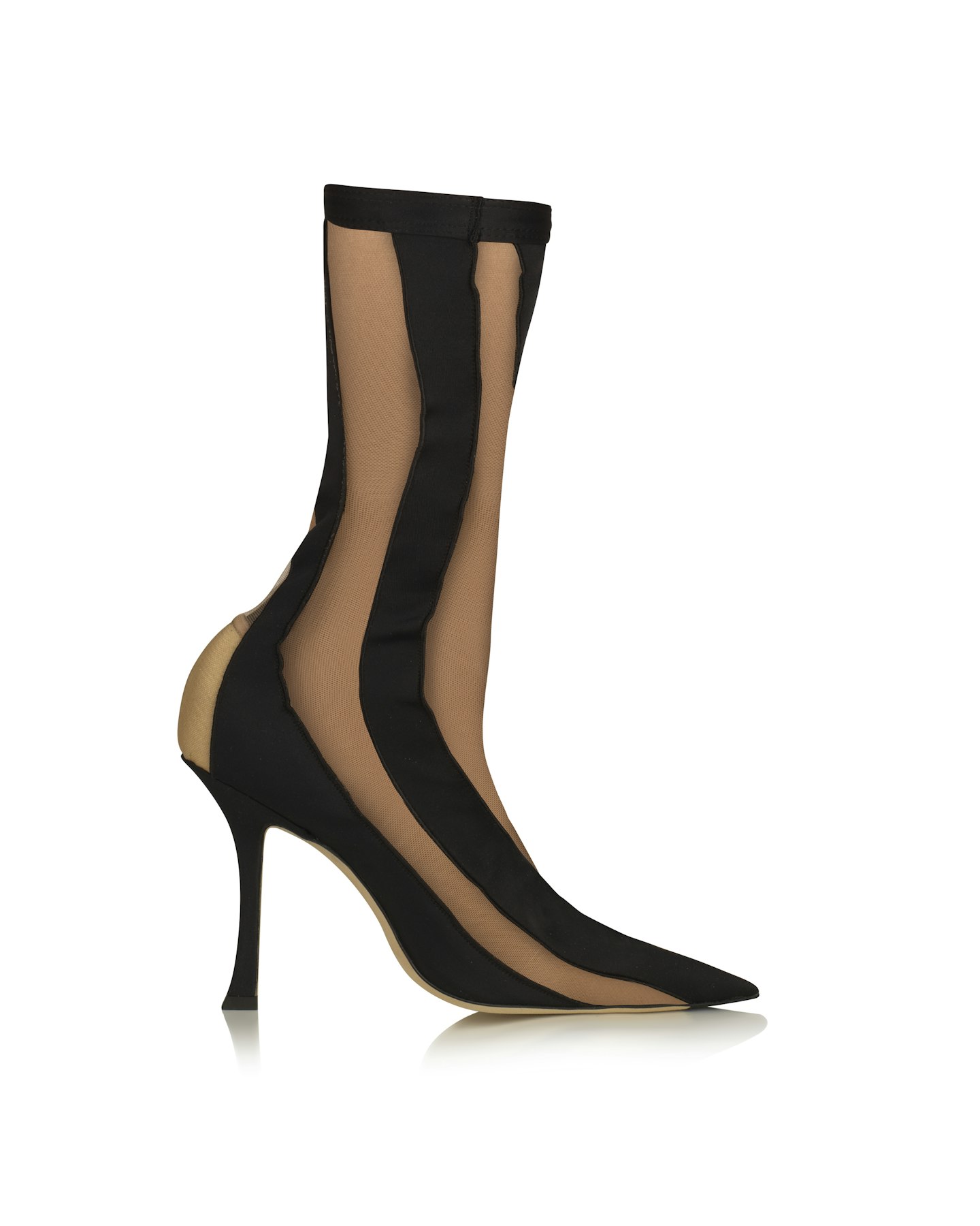 Jimmy Choo Mugler Black and Nude Sheer Spiral Stretch Fabric Sock Ankle Boots, £1,050