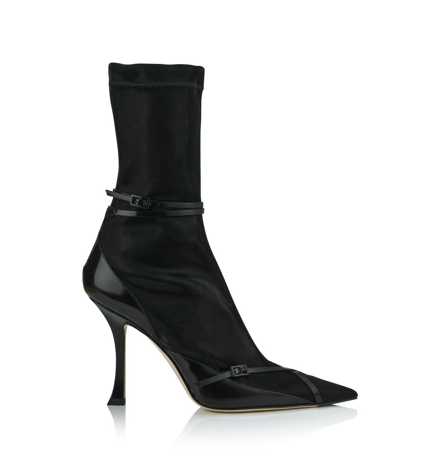 Jimmy Choo Mugler Black Techno Jersey and Spazzolato Ankle Boots with Straps, £950