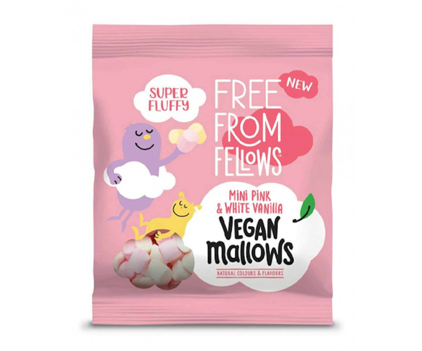 Free From Fellows Vegan Vanilla Pink & White Mini Mallows 105g (Case of 10)