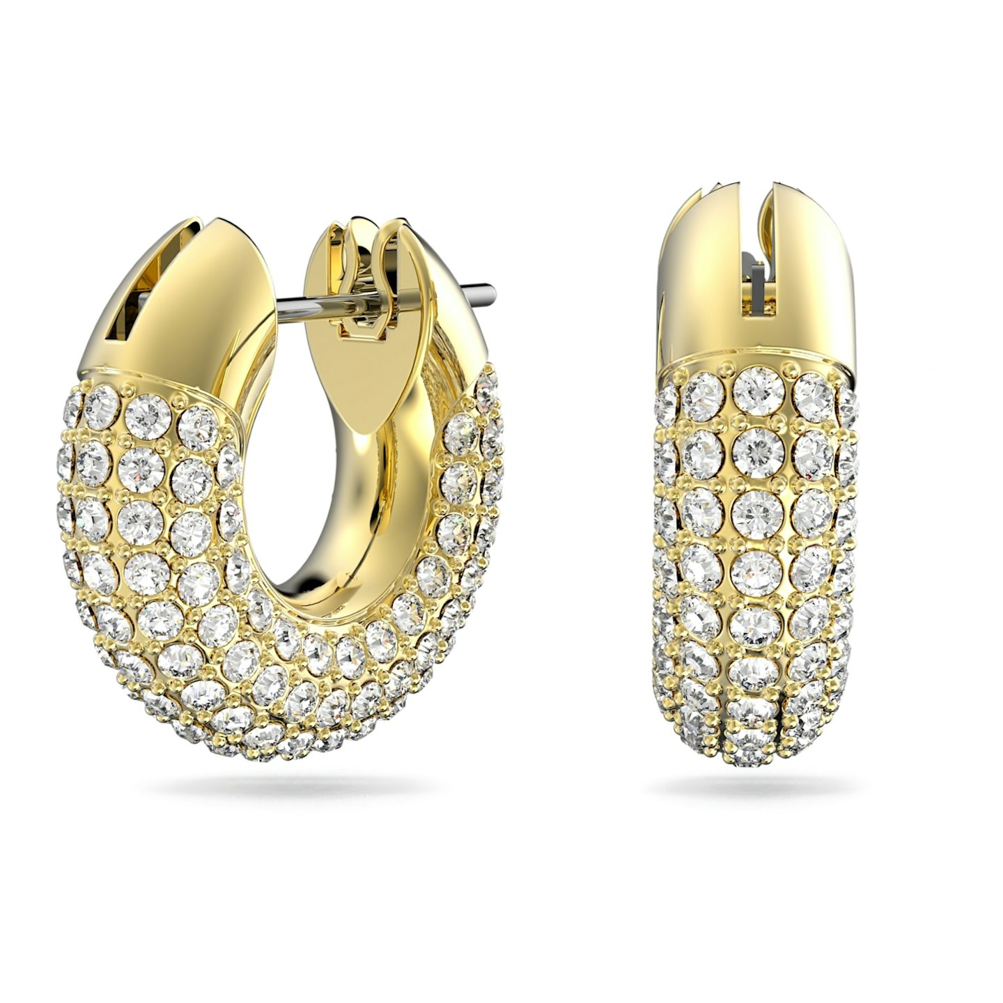 best gold jewellery under 150 Swarovski, Pavu00e9 Gold-Tone Plated Hoop Earrings, £95