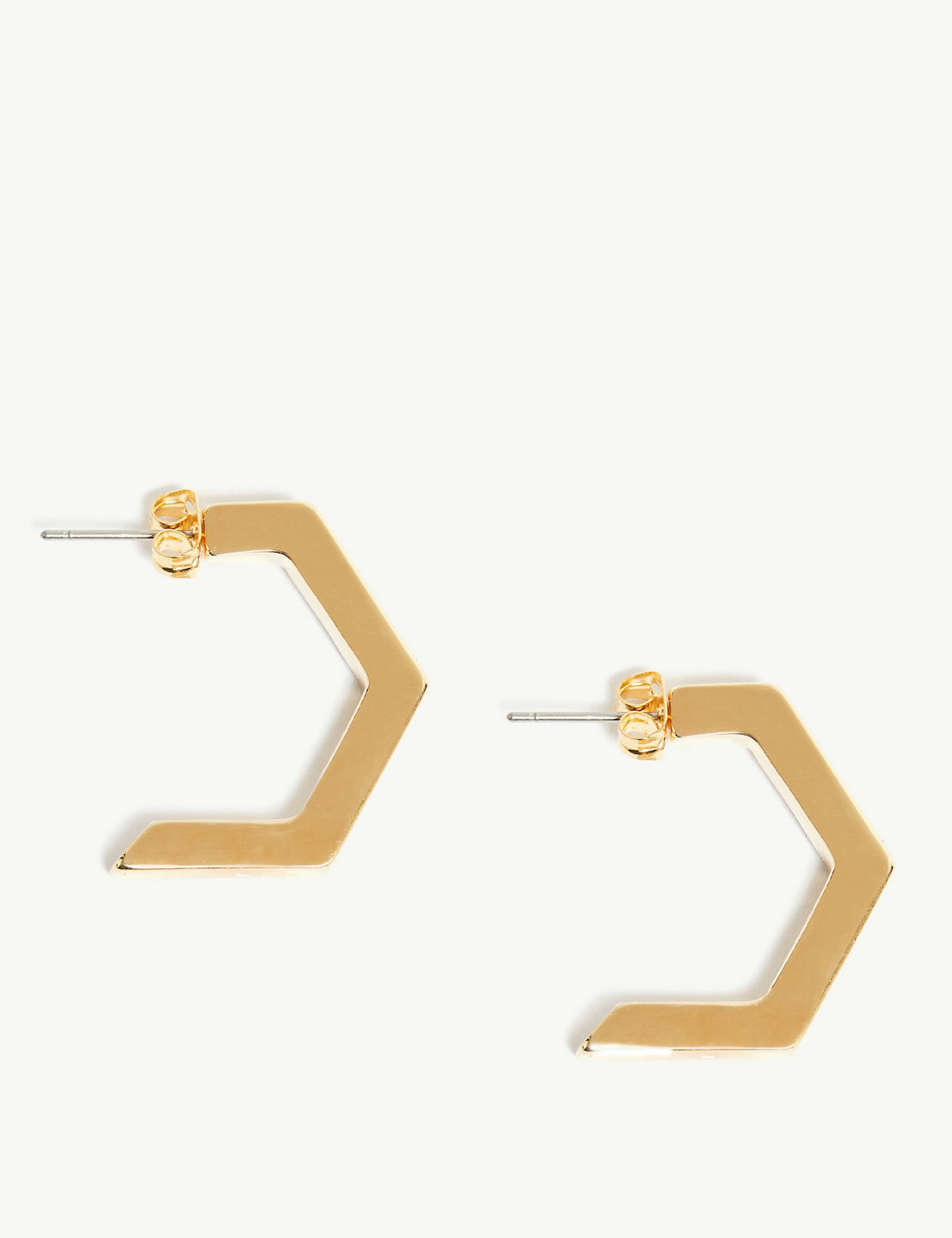 best gold jewellery under 150 Jaeger, Gold Plated Hexagon Open Hoop Earrings, £35