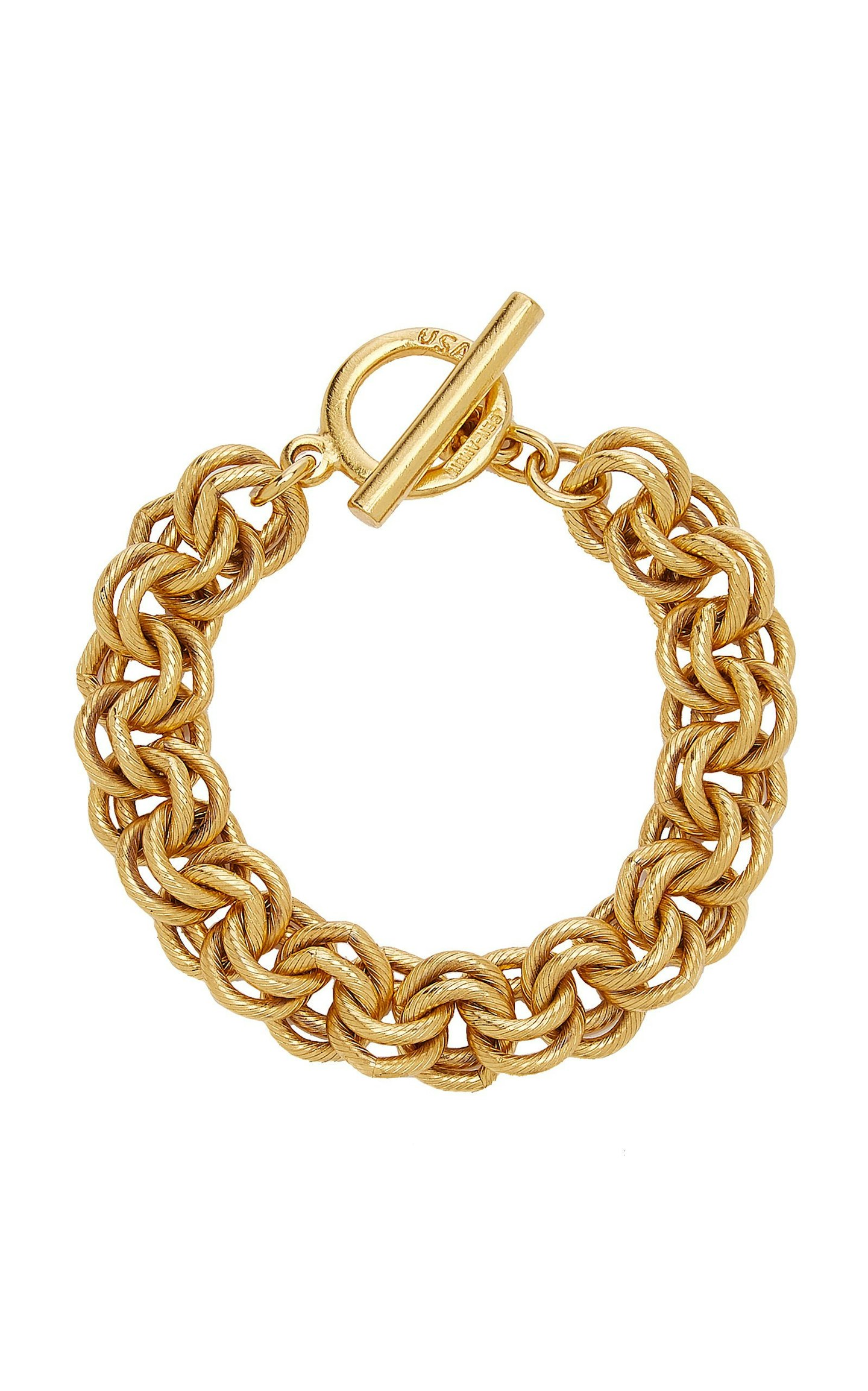 best gold jewellery under 150 Astrid & Miyu, A Initial Pendant Necklace in Gold, £79 Ben-Amun, Gold-Plated Link Bracelet, £83