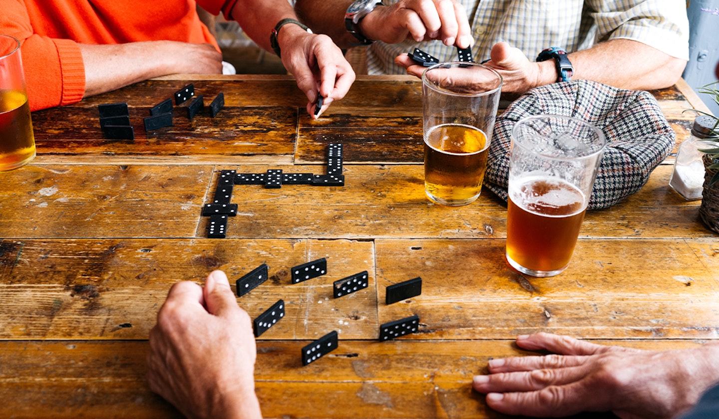 playing dominoes