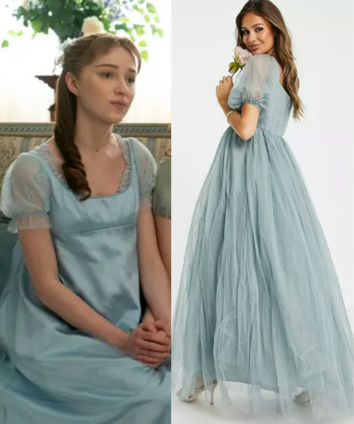 Daphne's Blue Puff Sleeve Dress - ASOS DESIGN blouson off shoulder tulle puff sleeve maxi dress
