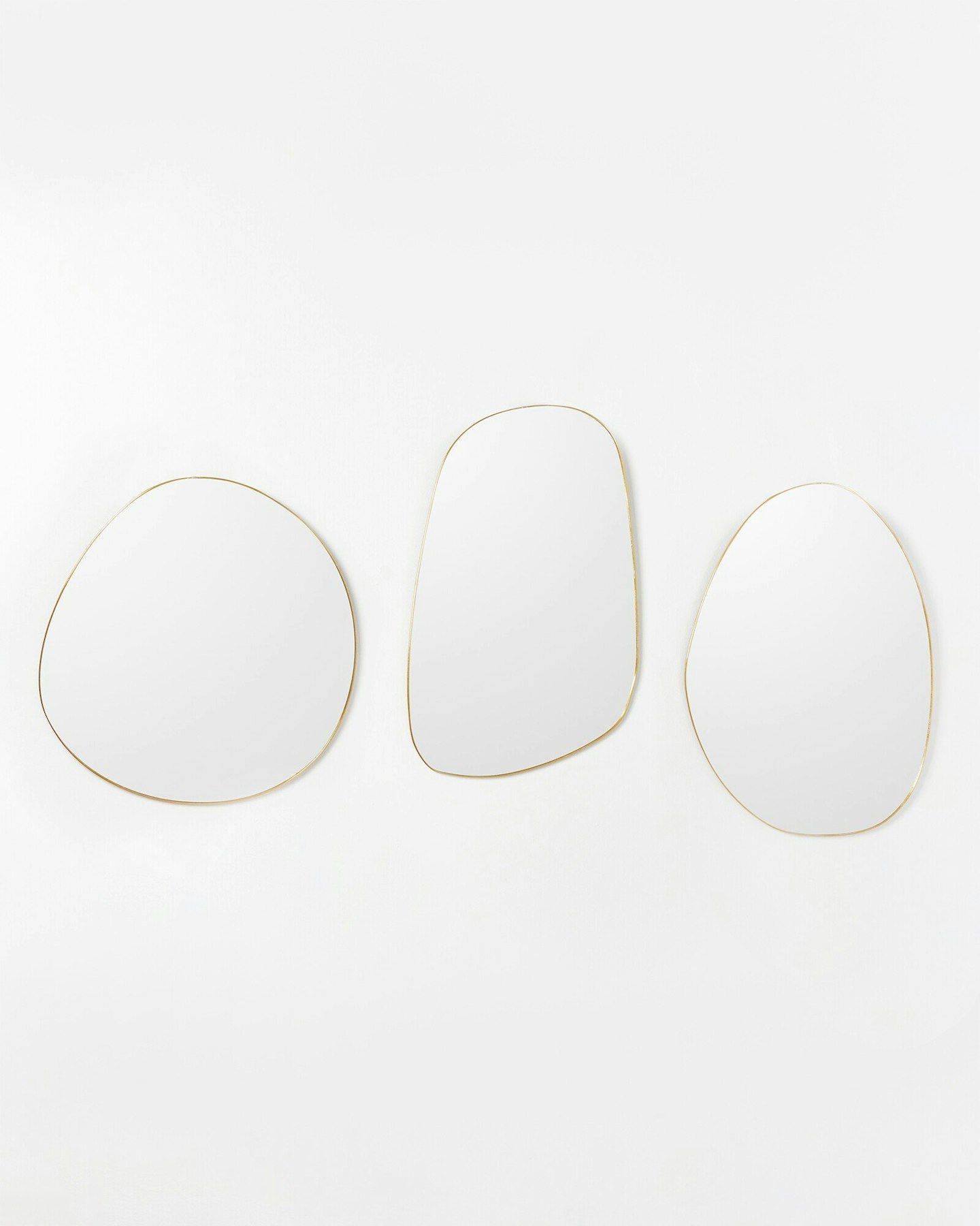 Oliver Bonas, Pebble Hanging Gold & Glass Wall Mirrors Set of Three, £69.50