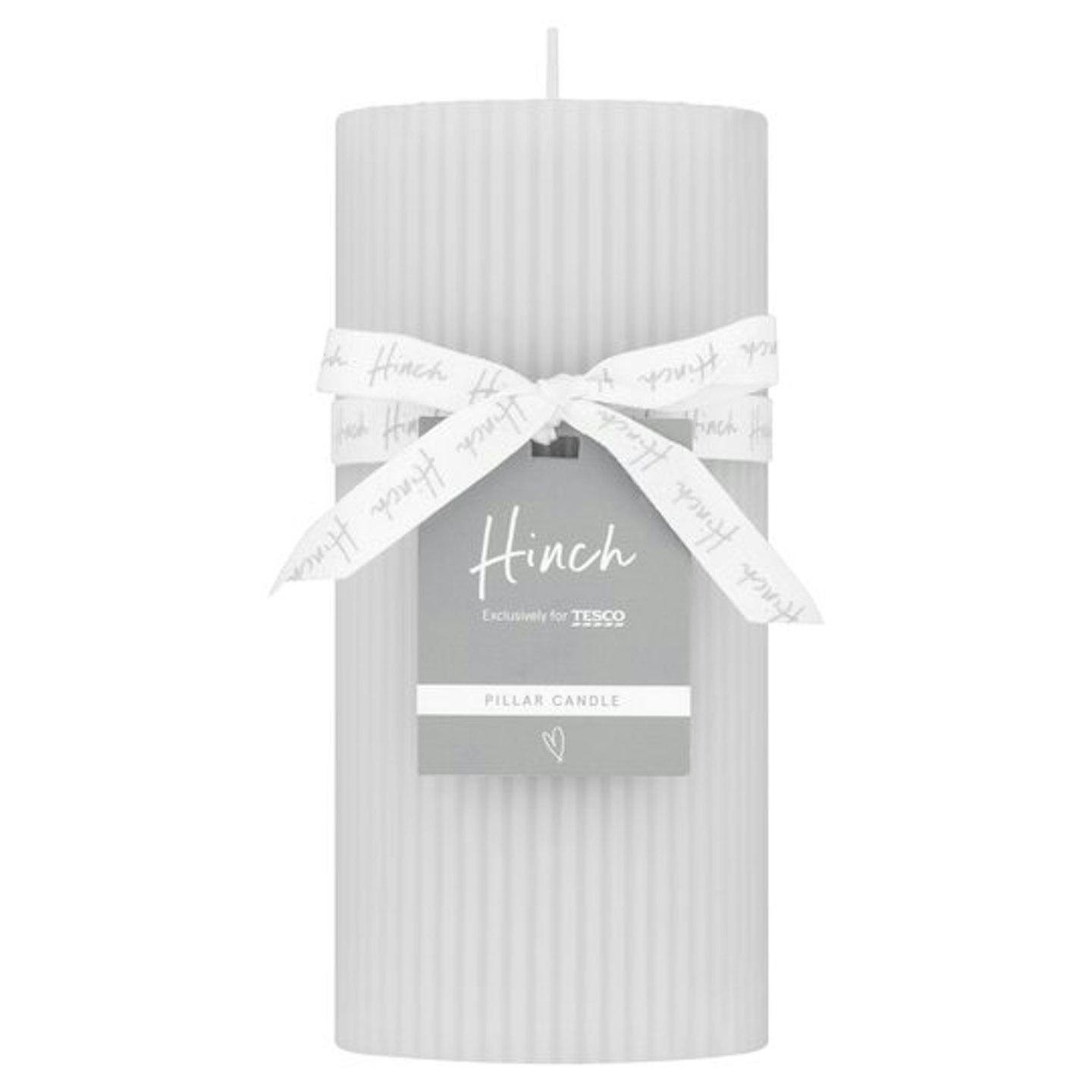 Tesco x Mrs Hinch, Small Grey Pillar Candle, £3
