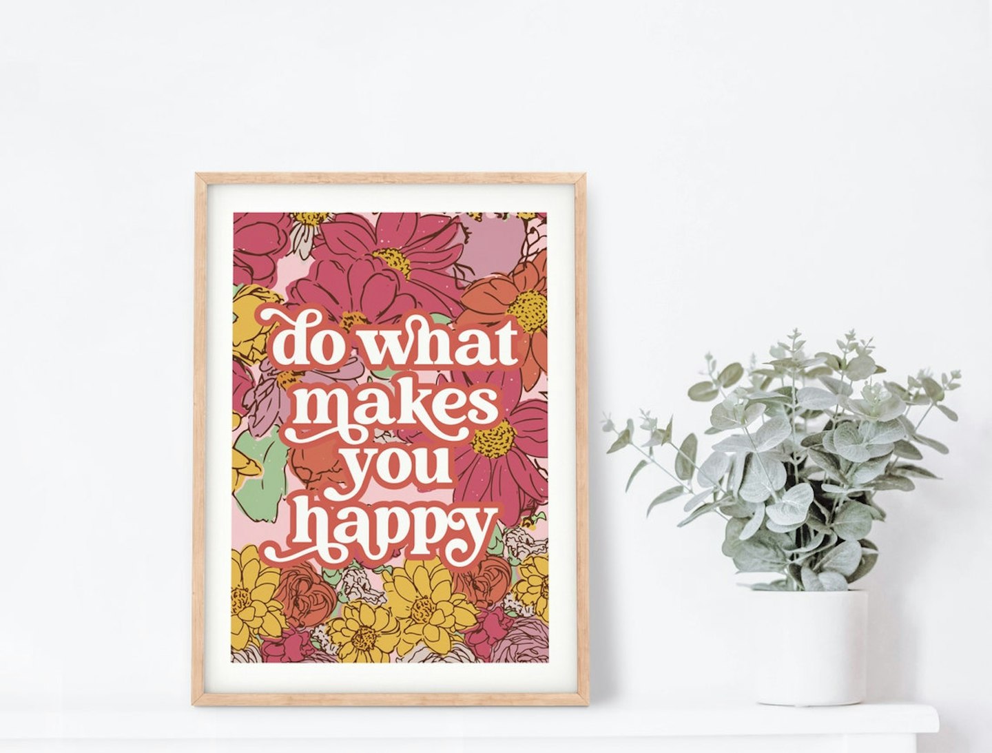 Etsy, Pink Flowers And Positive Quote Print Design, From £4