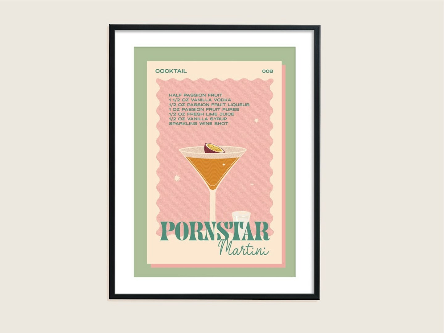Etsy, Retro Cocktail Pornstar Martini Print, From £8