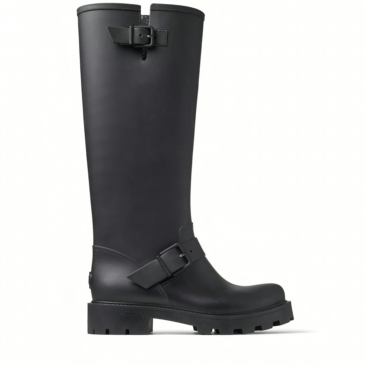 Jimmy Choo, Black Biodegradable Rubber Knee-High Rain Boots
