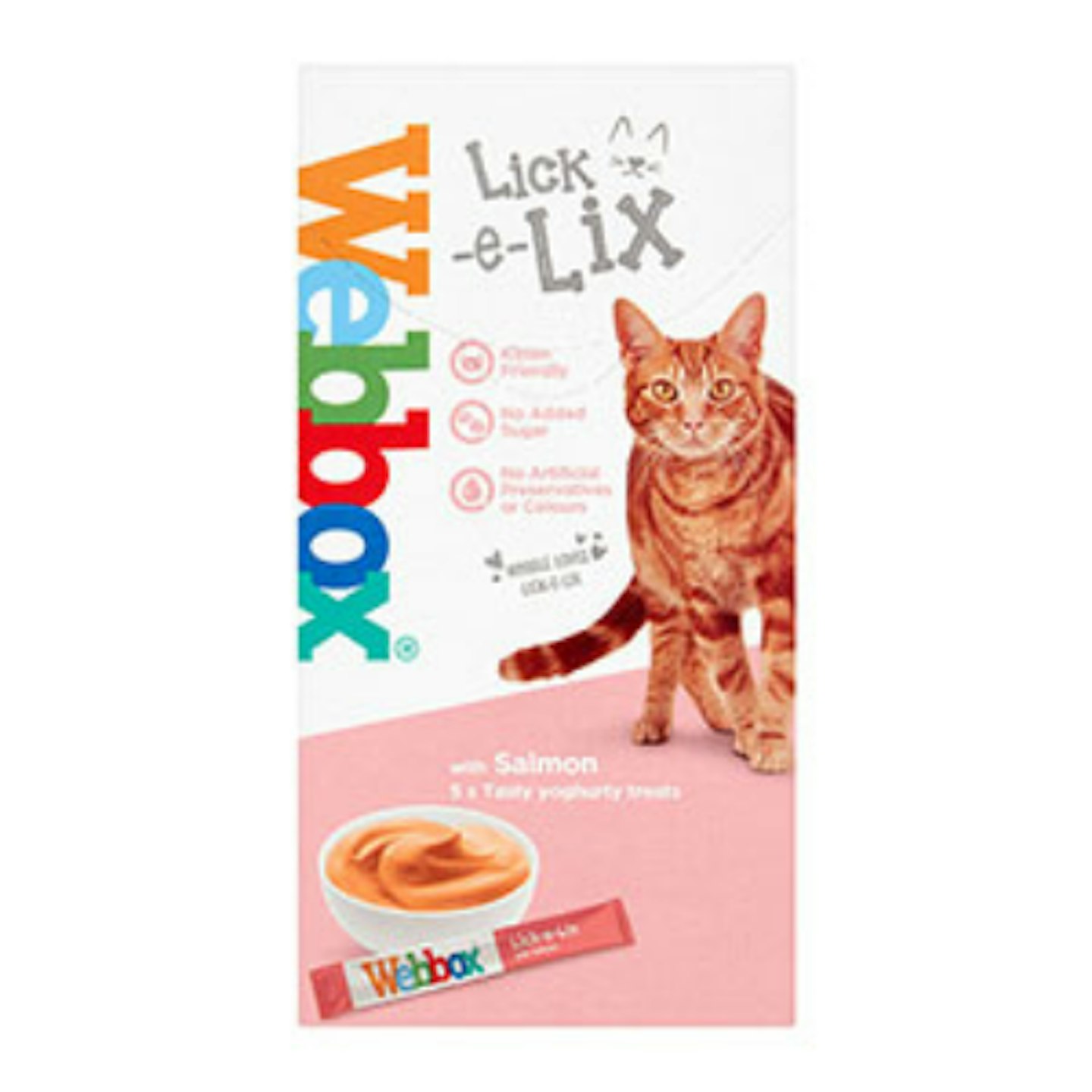 Treats: Webbox Cats Delight Lick-e-Lix Yoghurt Salmon Sachets Cat Treat, 5 x 15g