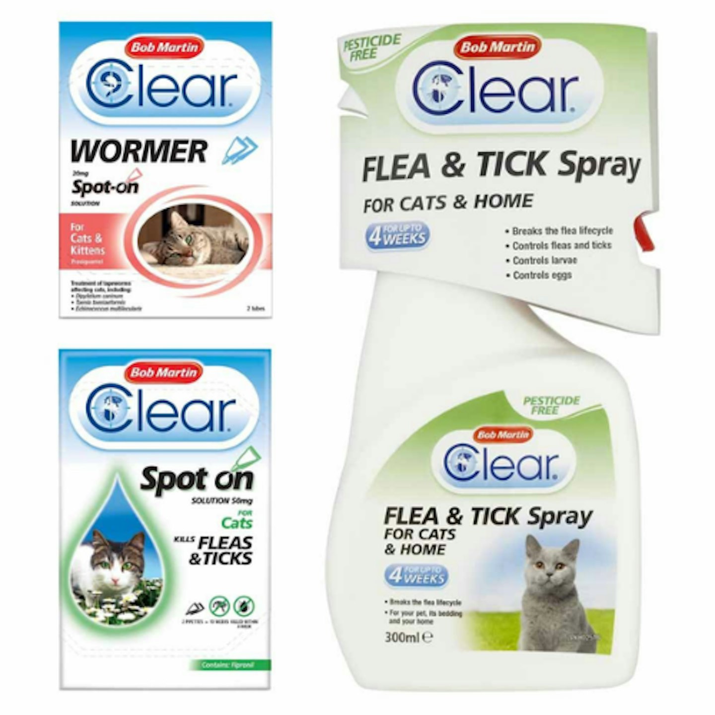 Treatment: Bob Martin Cat Flea Tick and Worming Bundle