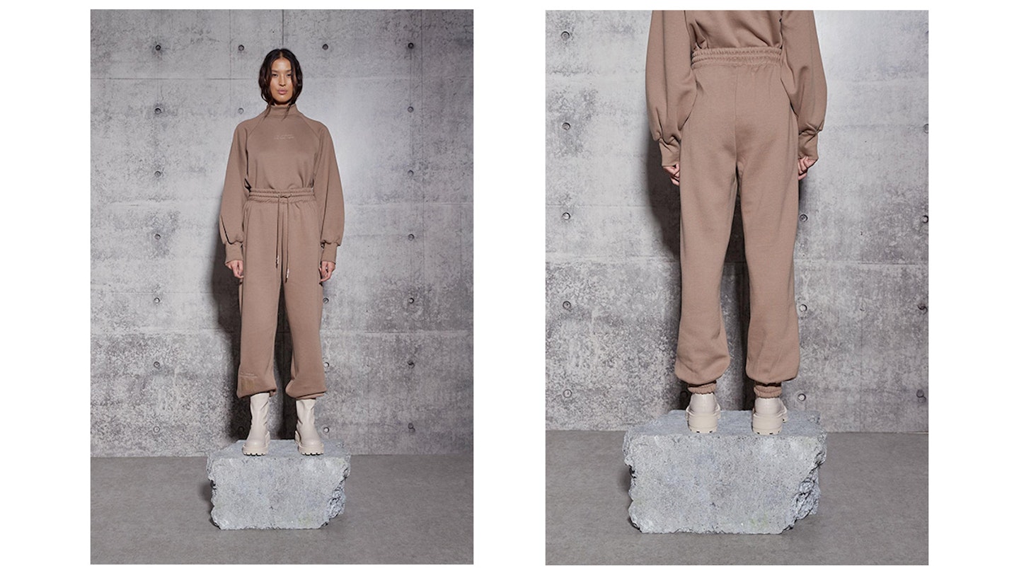 Re_styld mocha co ord embroidered cuffed oversized joggers