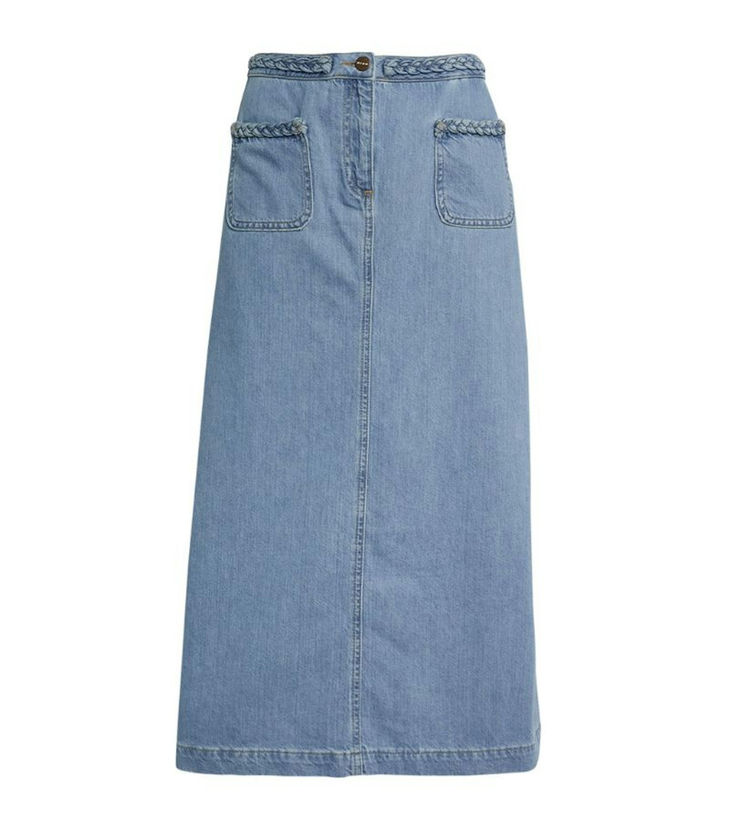 Rixo, Denim Maxi Skirt, £195 at Harrods