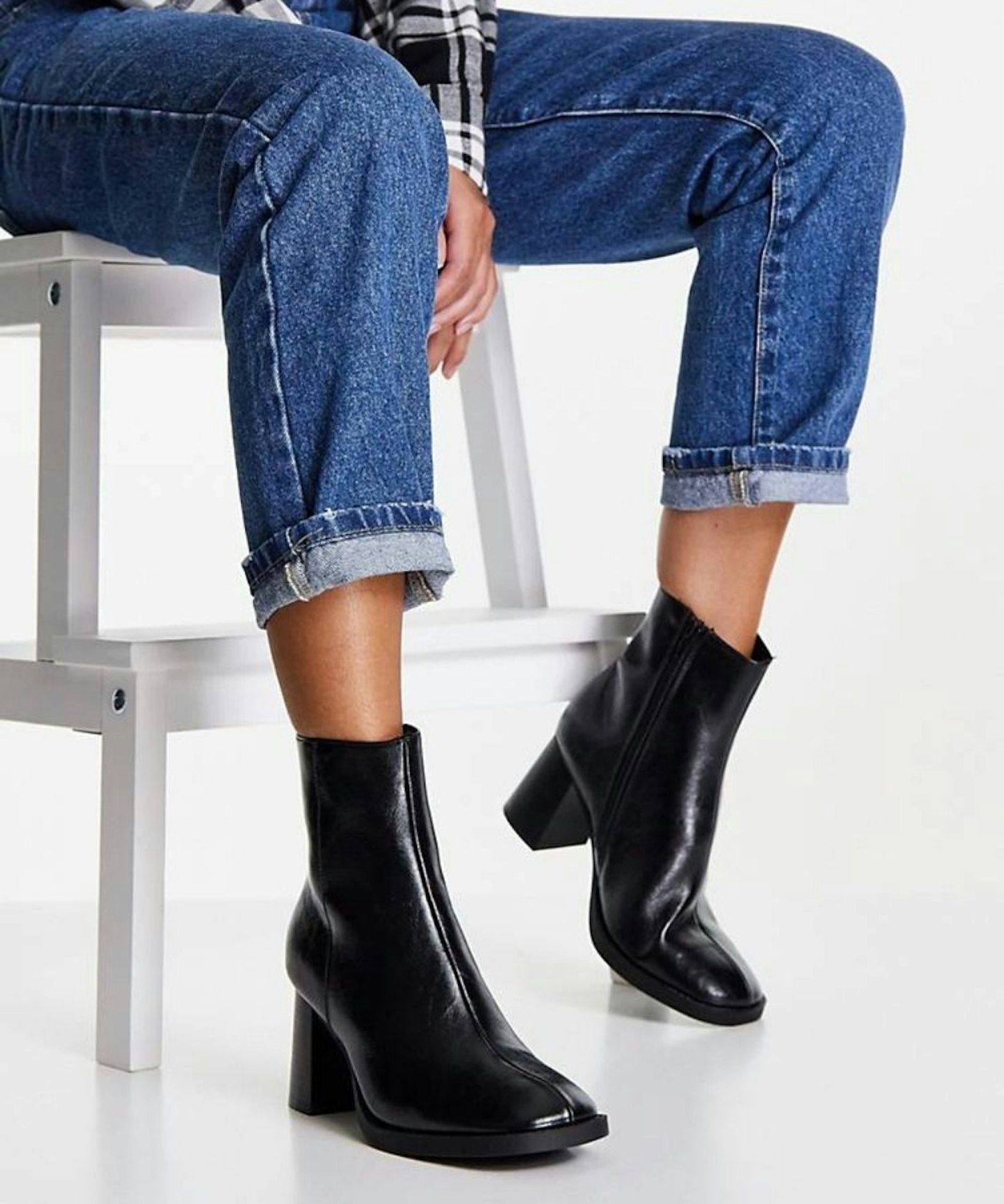 ASOS DESIGN Revival round toe block heeled boots in black