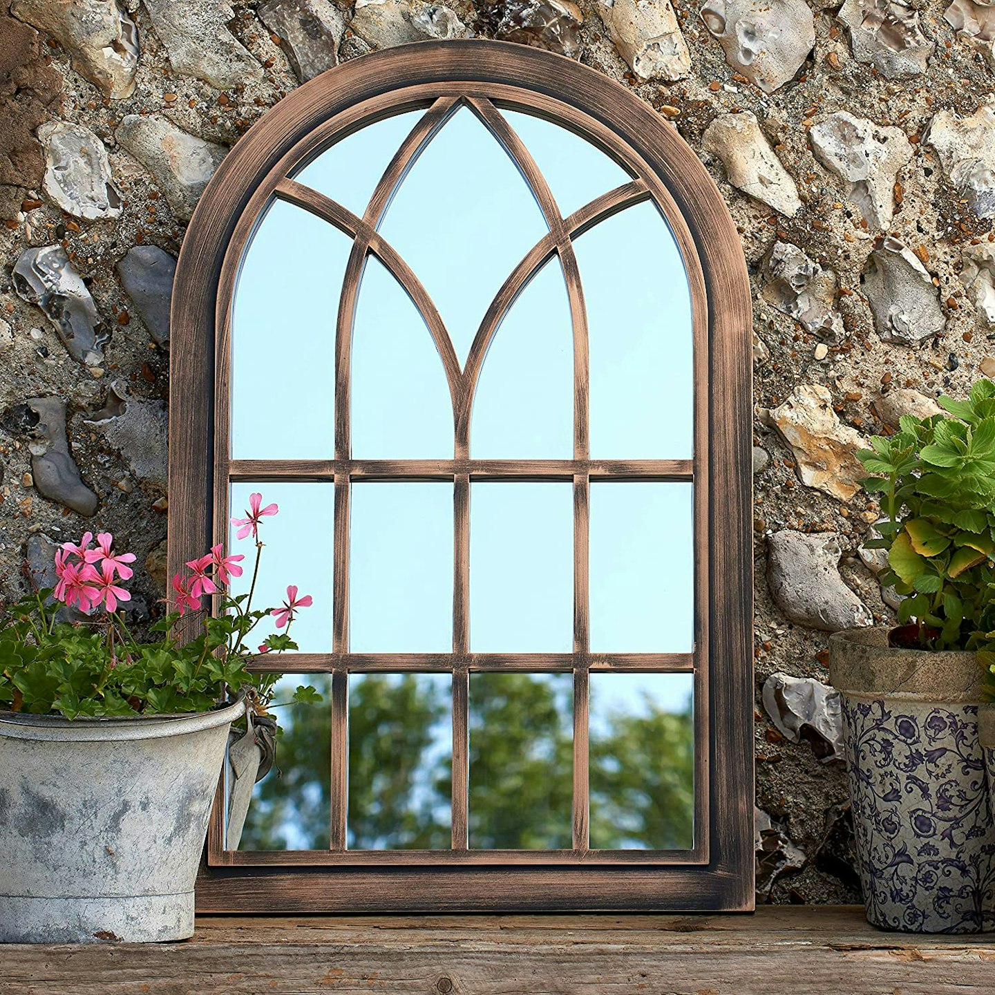 Creekwood Toscana Indoor/Outdoor Lightweight Arched Window Wall Mirror
