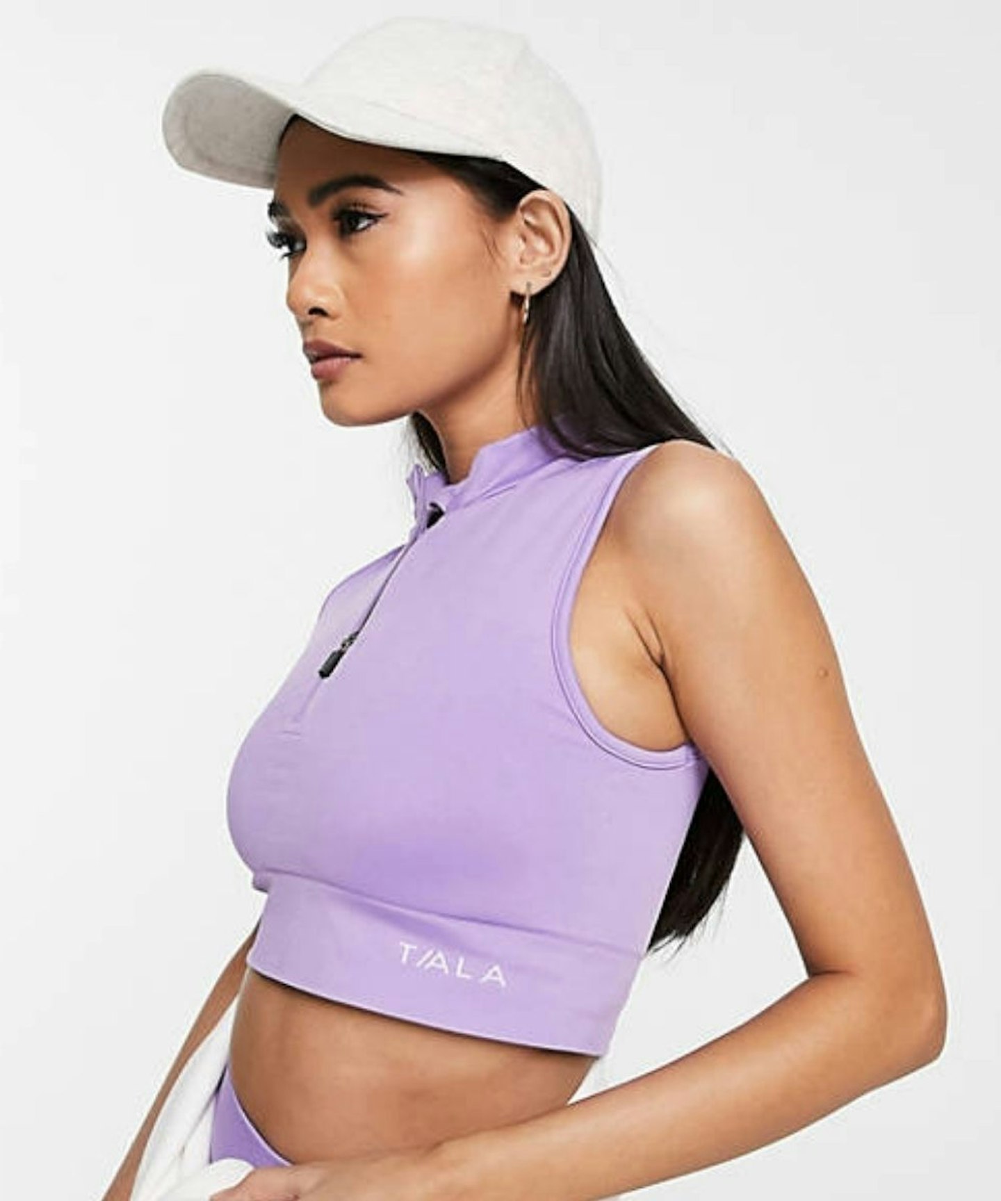 TALA Zahara medium support zip up sports bra in purple exclusive to ASOS