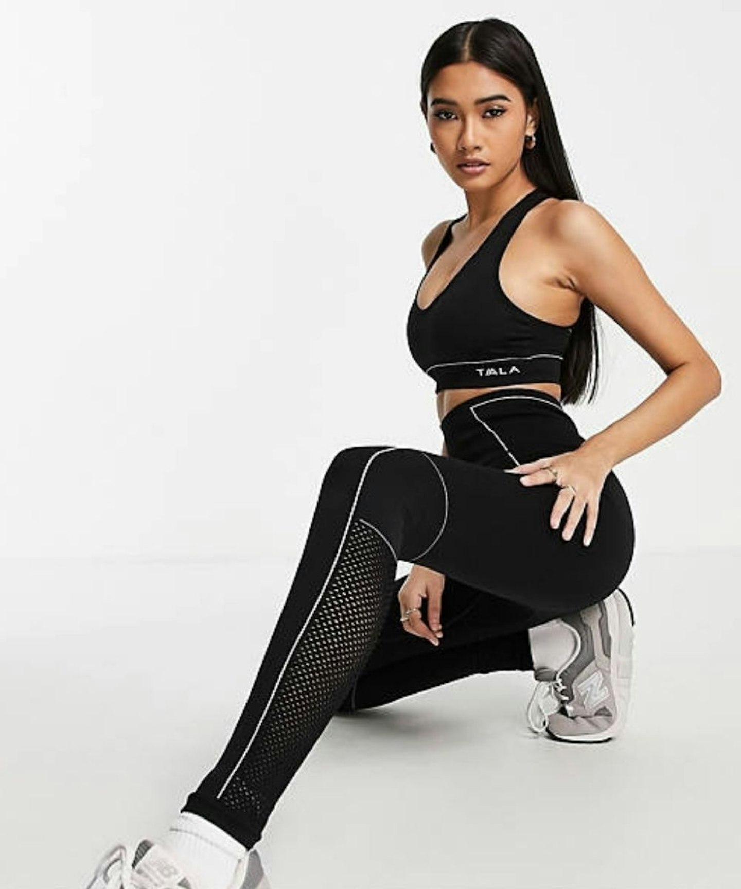 TALA Zinnia high waisted contrast leggings in black exclusive to ASOS