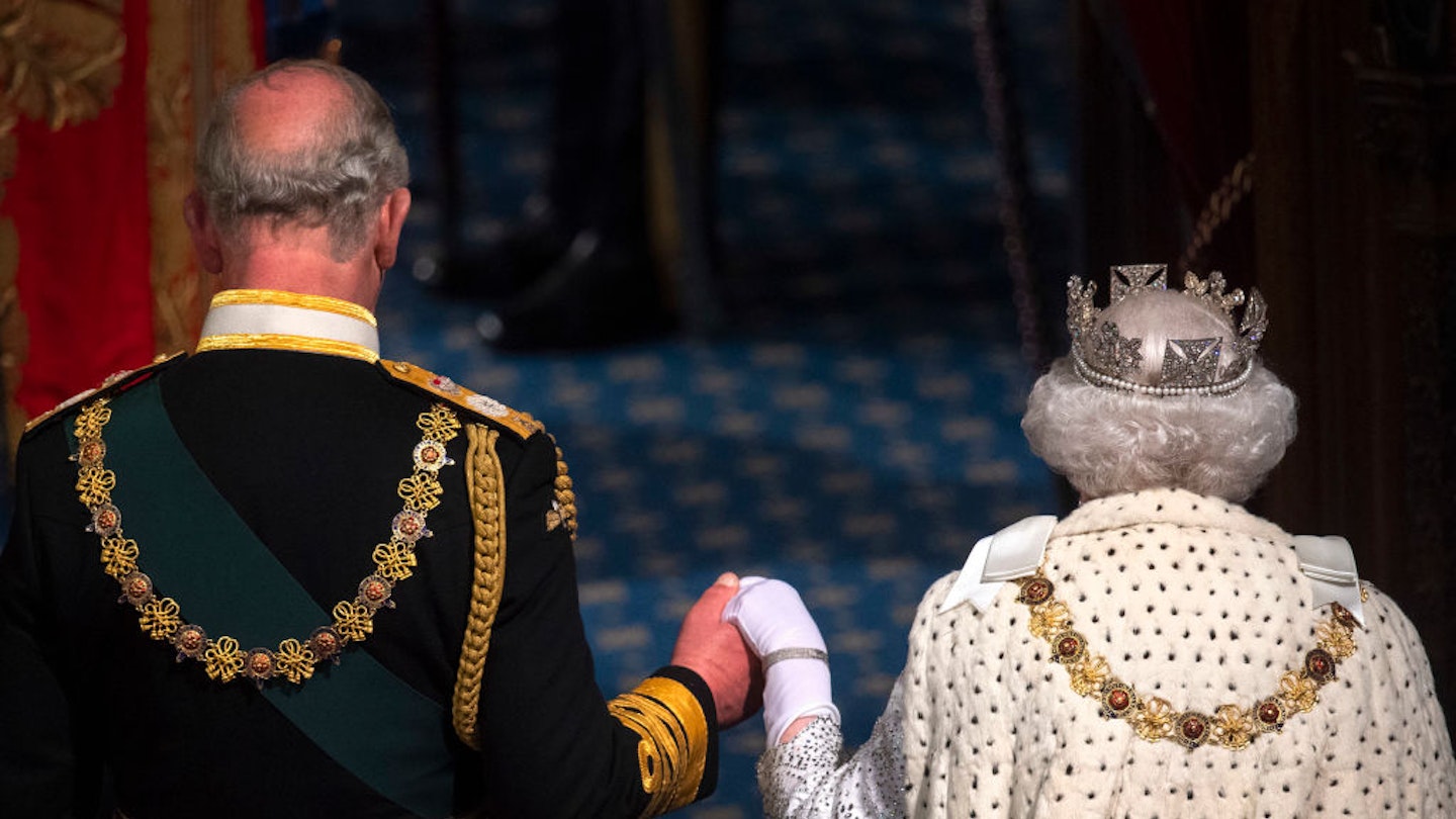 Queen Elizabeth and Prince Charles attend the State Opening of Parliament in 2019