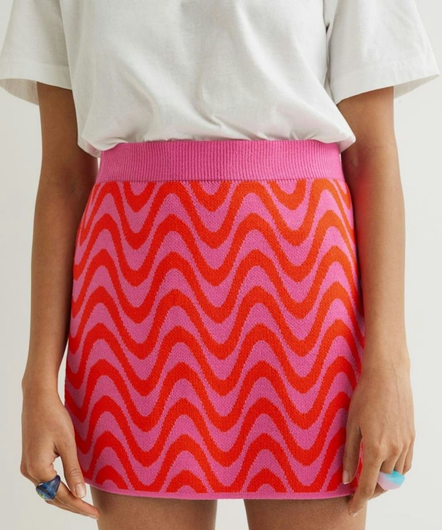 Knitted Pink Pattern Skirt