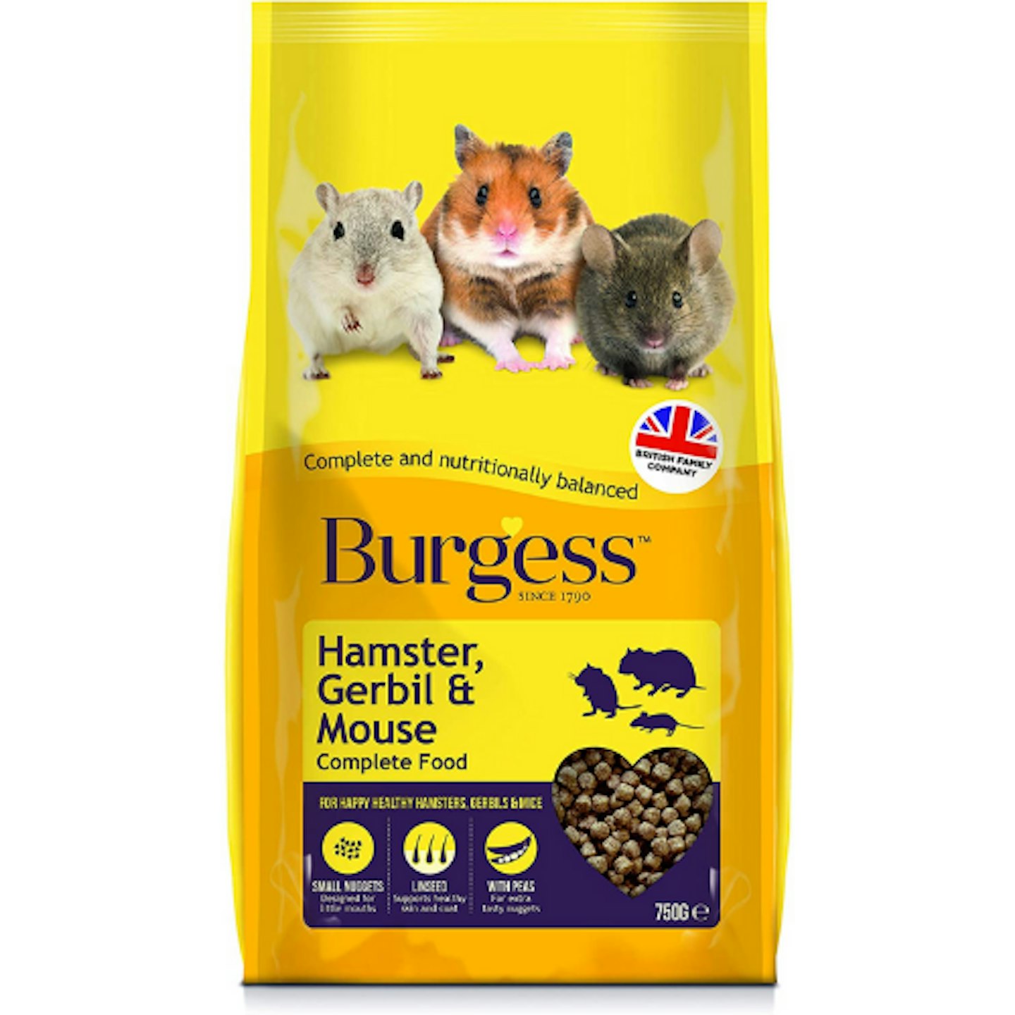 Burgess Hamster, Gerbil and Mouse Food, 750g