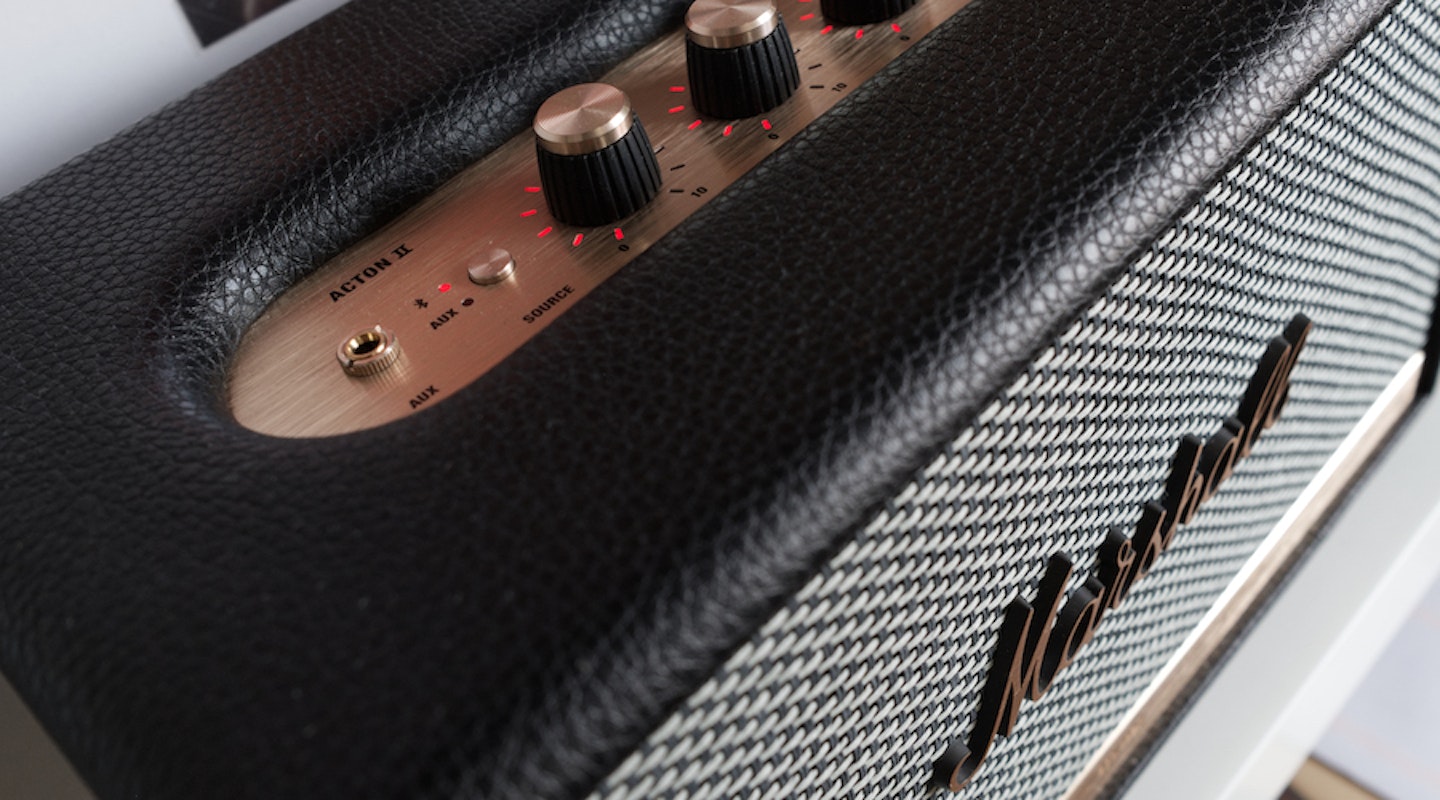 Marshall Acton II Bluetooth Speaker close up shot, including top panel and grill