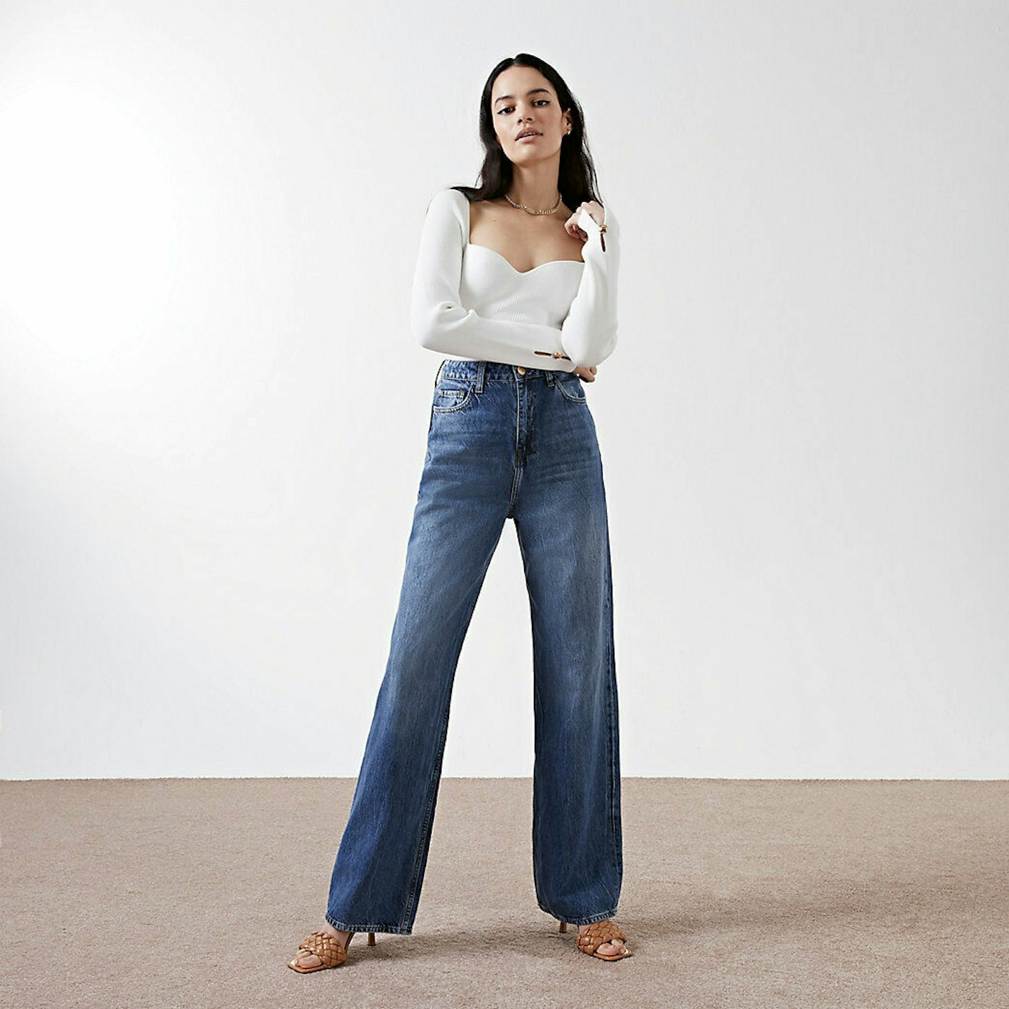 River Island Womens Blue High Waisted Dad Jean