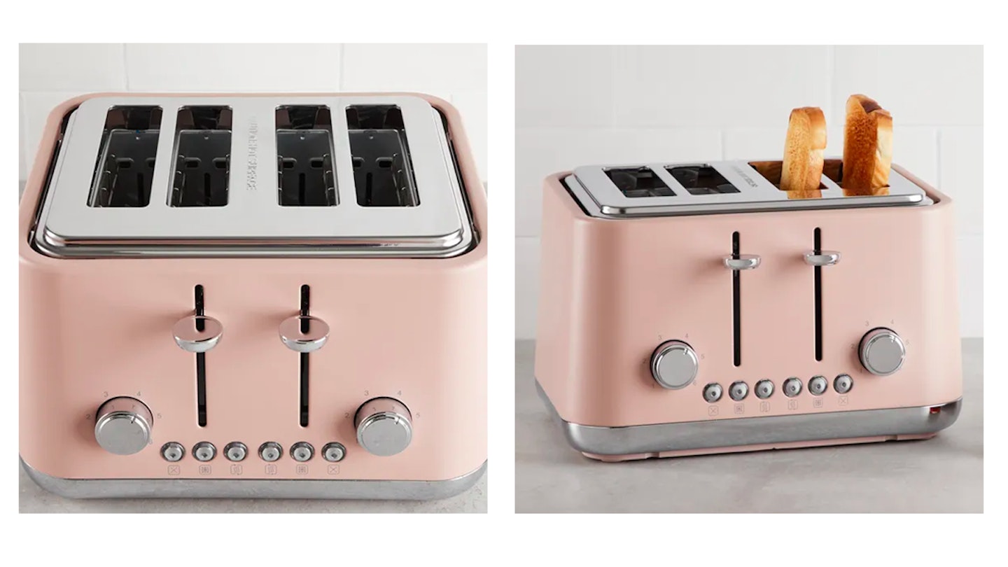 Contemporary 4 Slice Matt Blush Pink Toaster