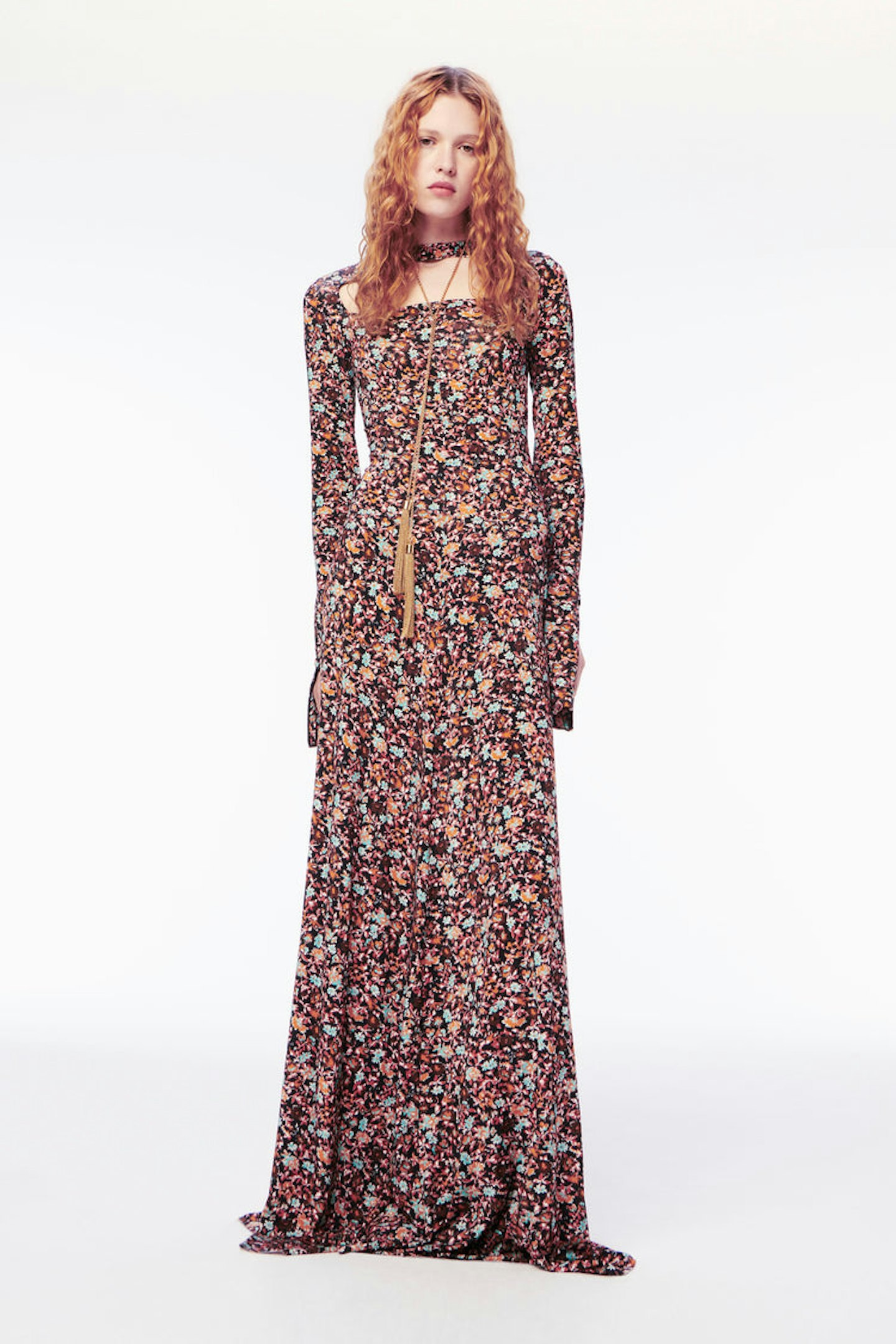 Cut-Out Detail Floor Length Dress in Multi Floral, £1,190