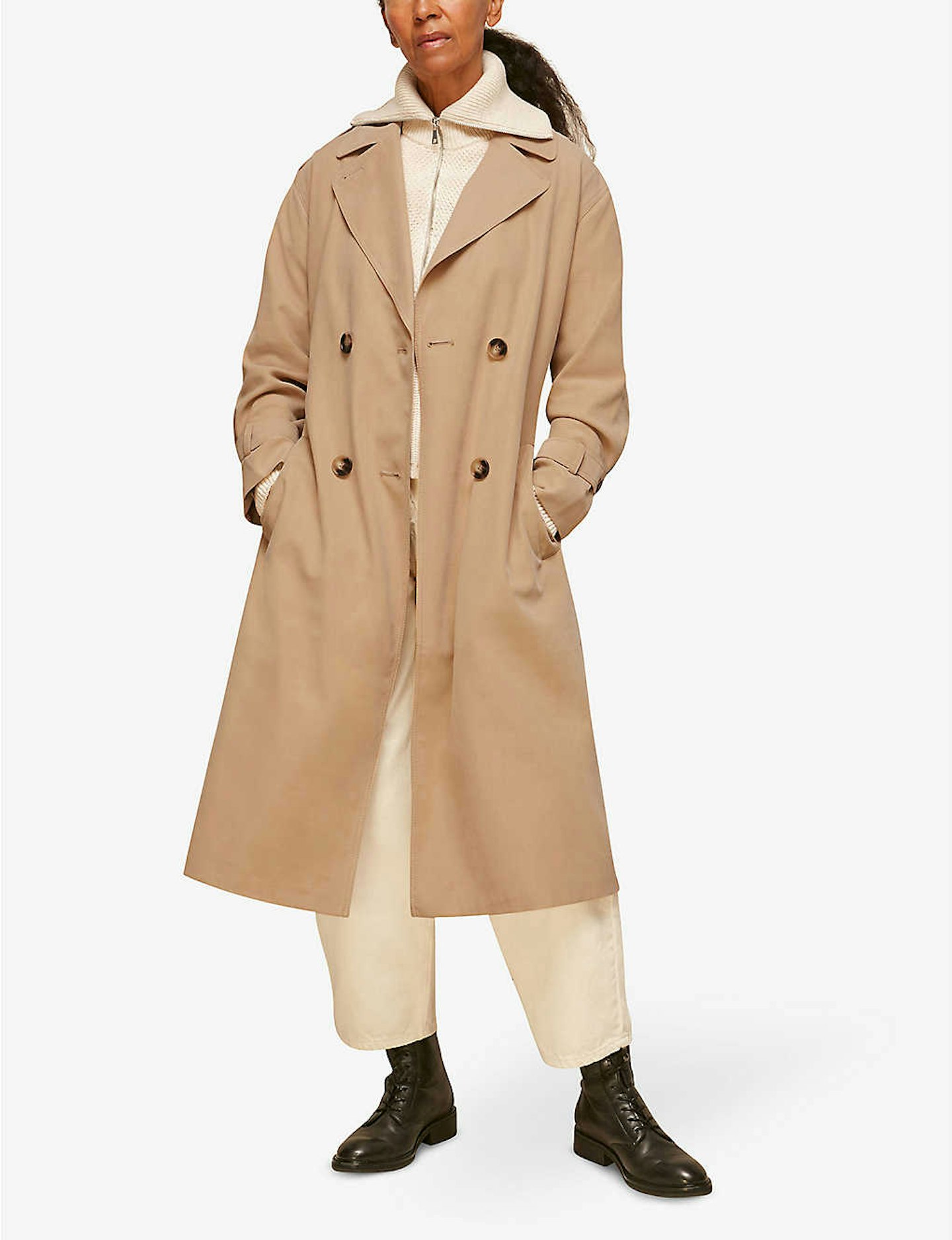 best trench coats for women Whistles, Riley Woven Double Breasted Trench Coat, £199