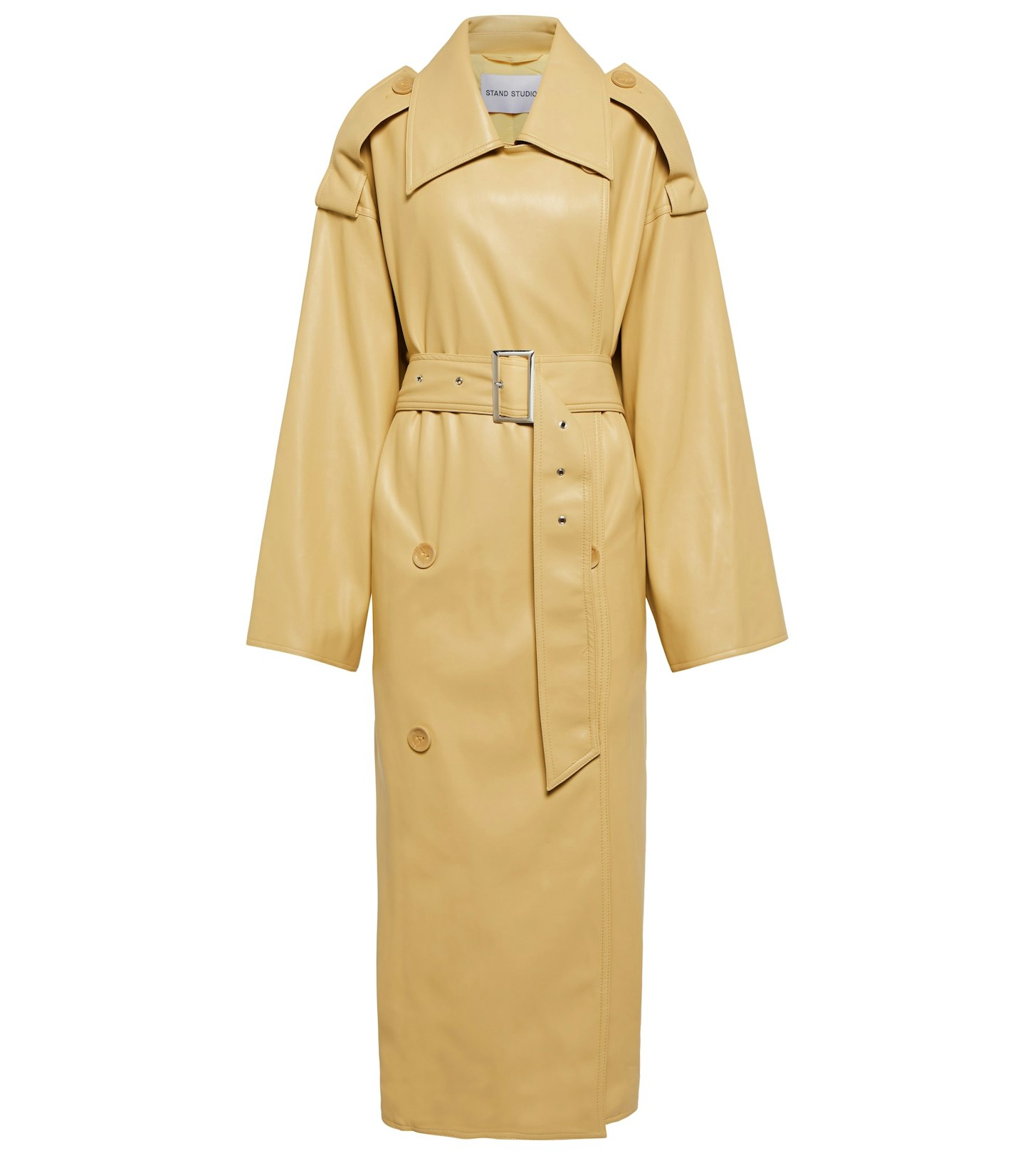 best trench coats for women Stand Studio, Faux Leather Trench Coat, £426