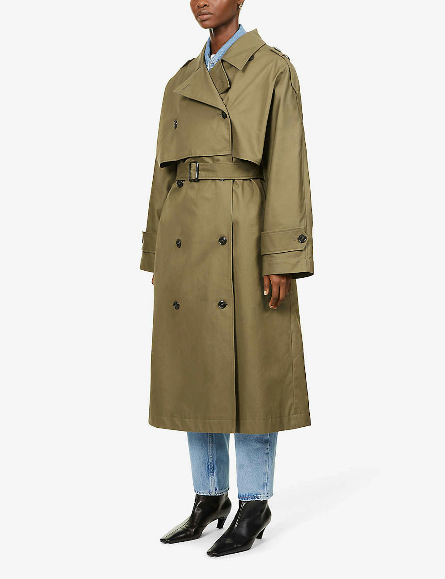 best trench coats for women Toteme,  Double Breasted Organic Cotton Belted Trench Coat, £720