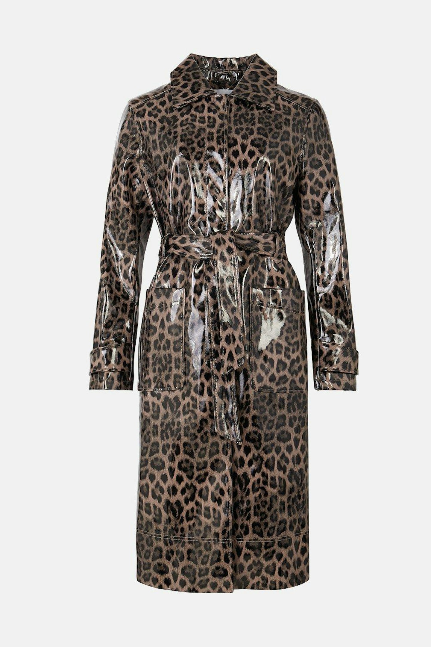Warehouse, Faux-Leather Patent Leopard Trench Coat, £103.20
