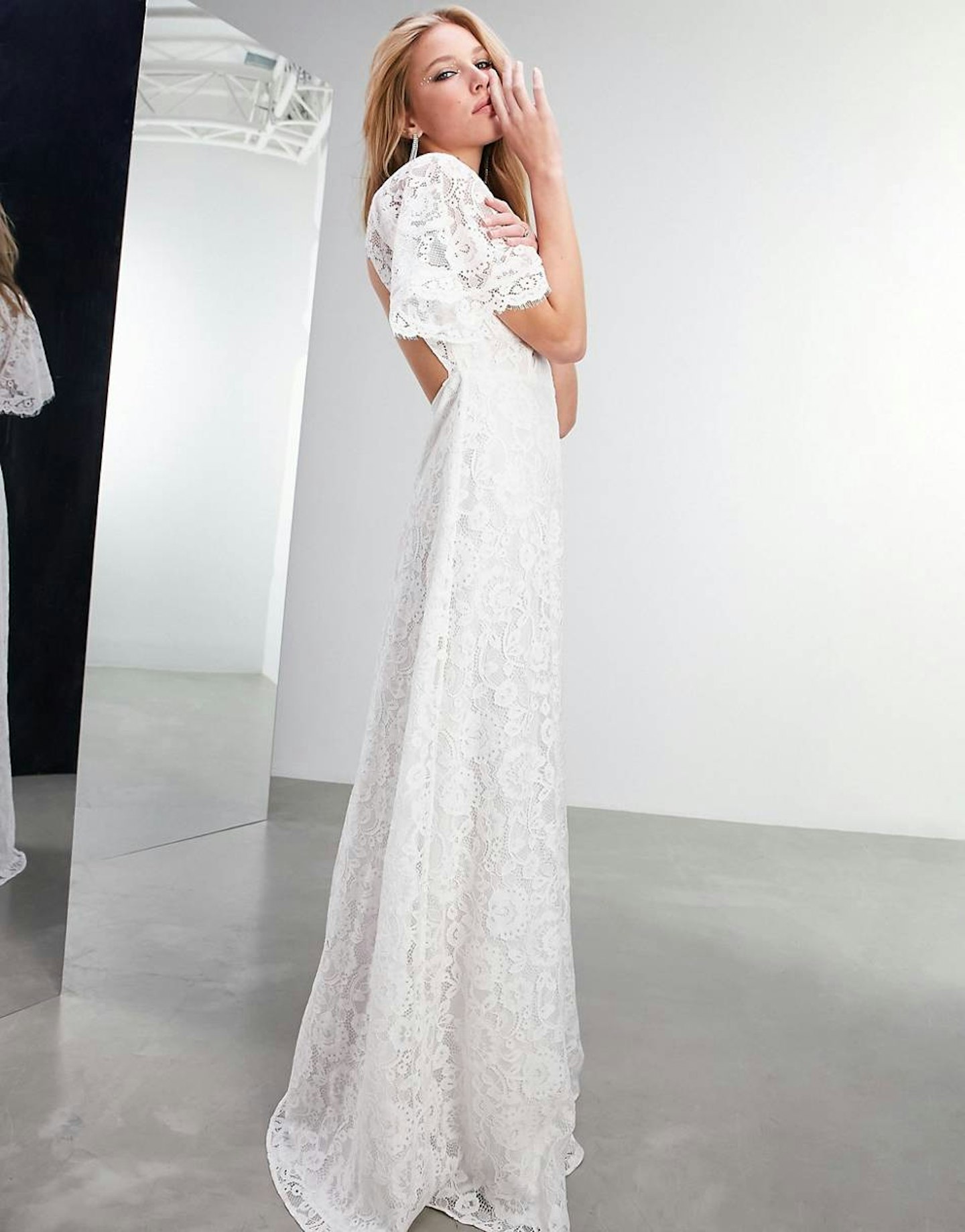 best high street wedding dresses ASOS Edition, Flutter Sleeve Wedding Dress, £150